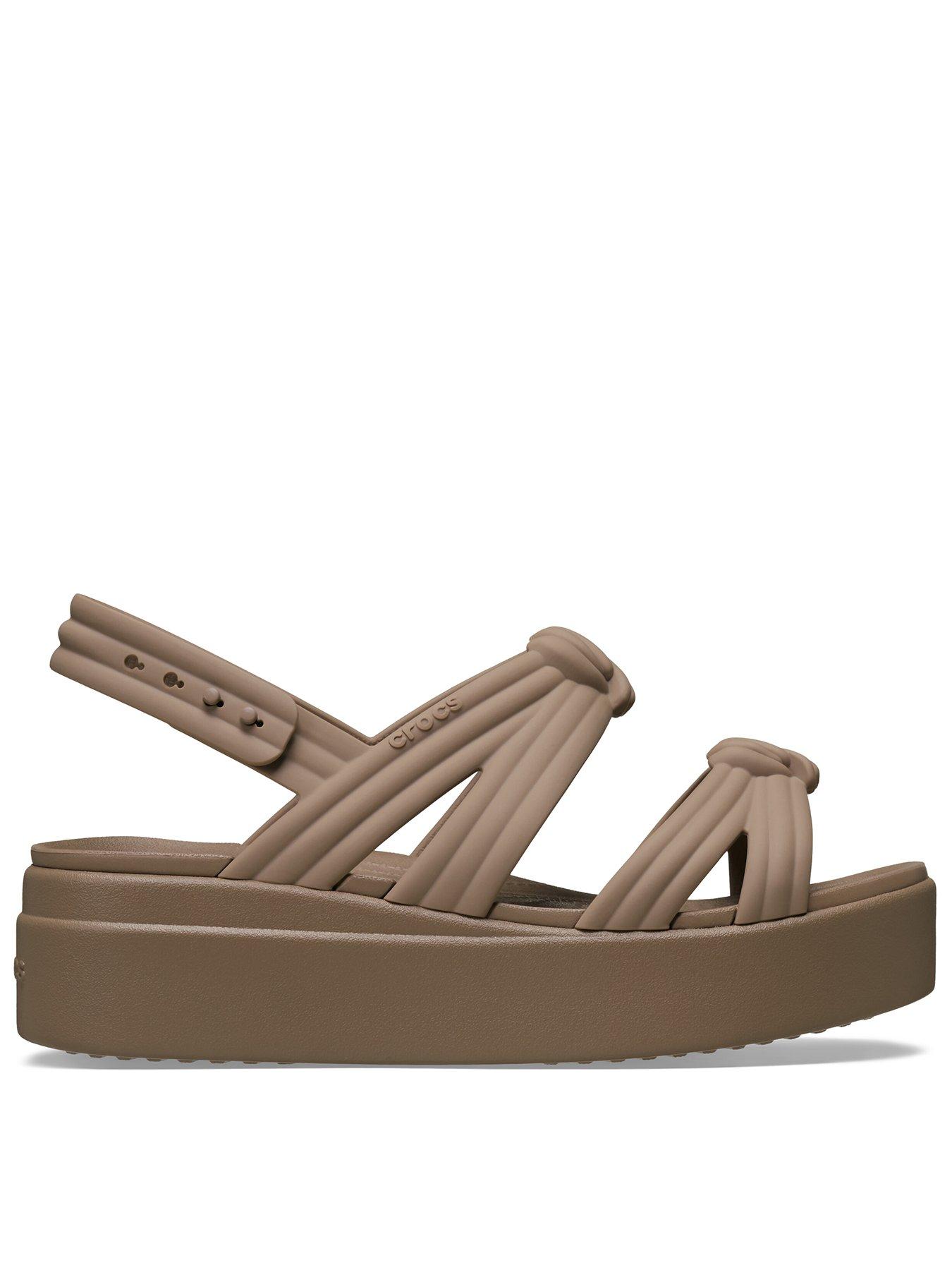 Image 1 of 6 of Crocs Brooklyn Knot Low Wedge Sandal - Latte