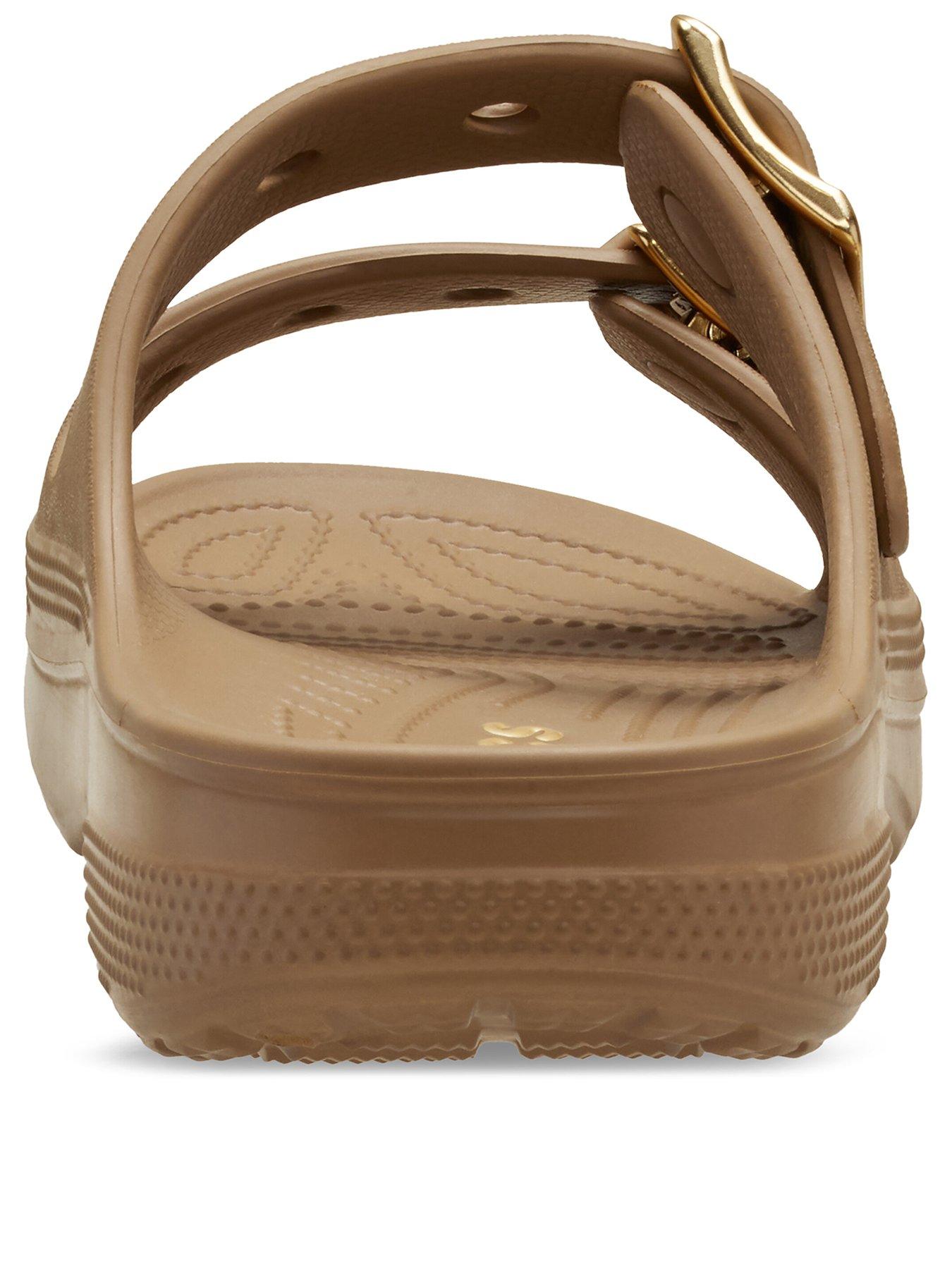 Image 3 of 6 of Crocs Saturday Metallic Buckle Sandals - Sepia