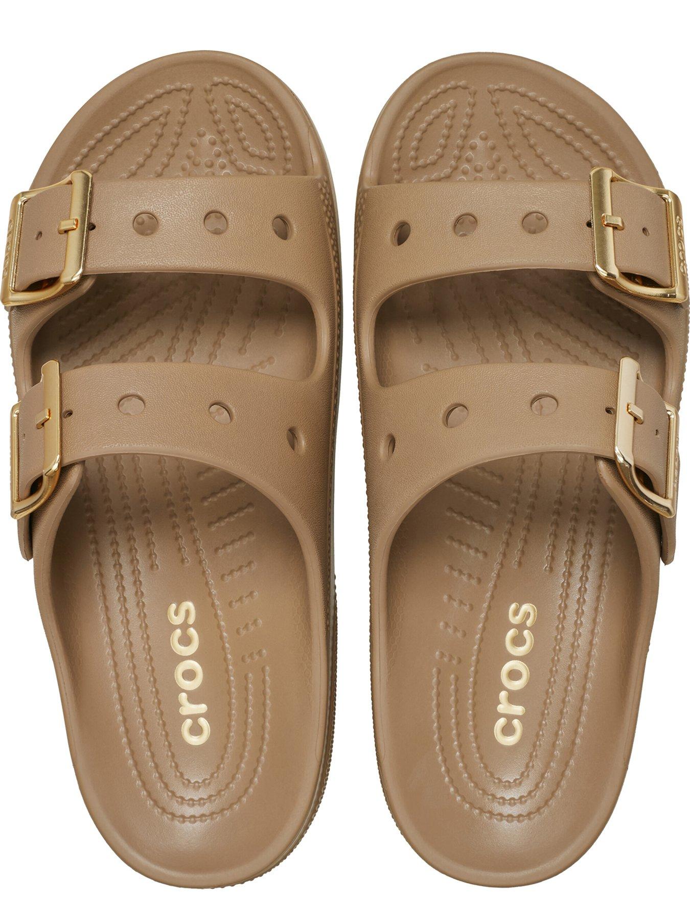 Image 4 of 6 of Crocs Saturday Metallic Buckle Sandals - Sepia