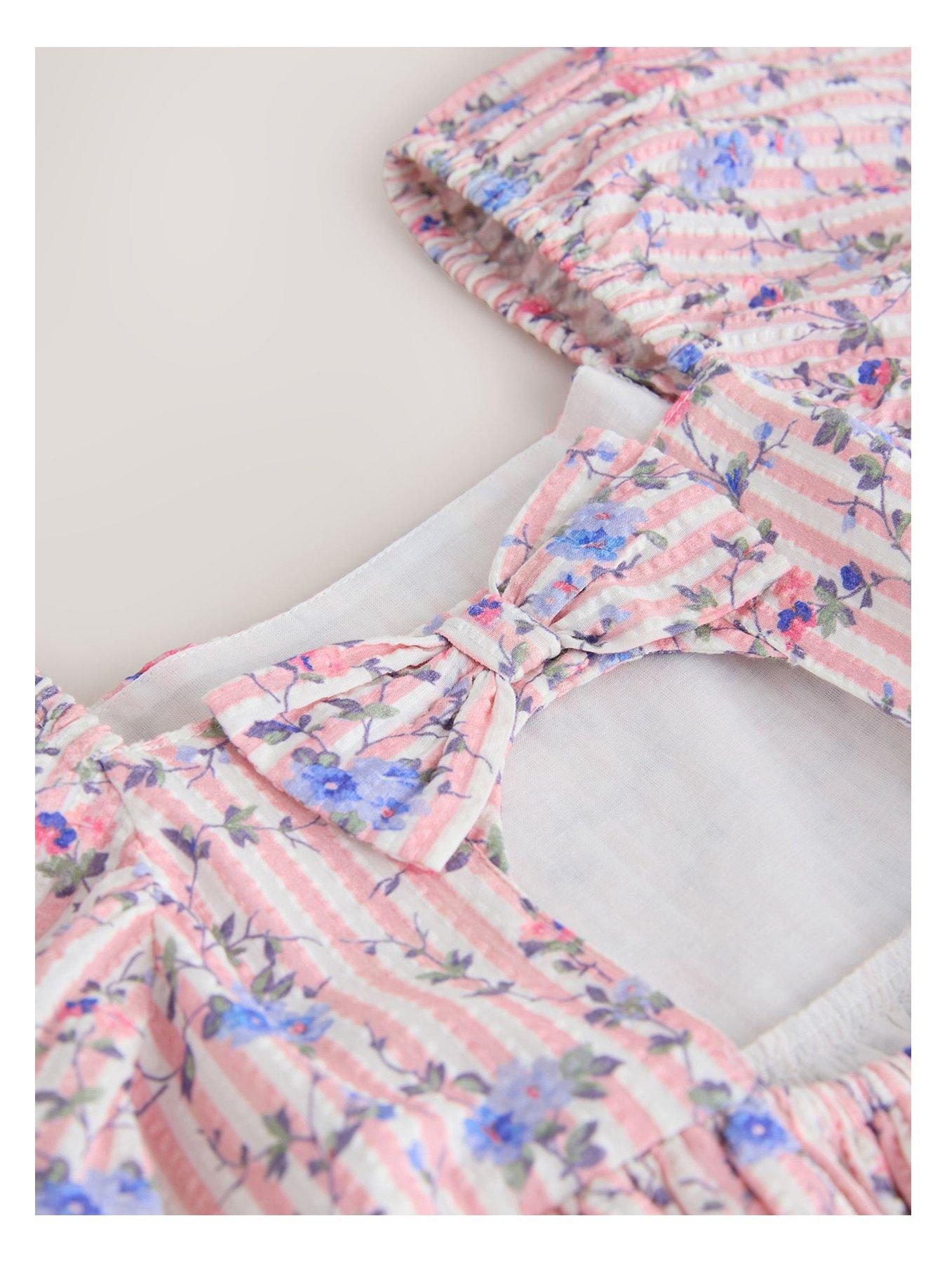 Image 3 of 7 of Laura Ashley Older Girls Stripe Floral Dress - Pink