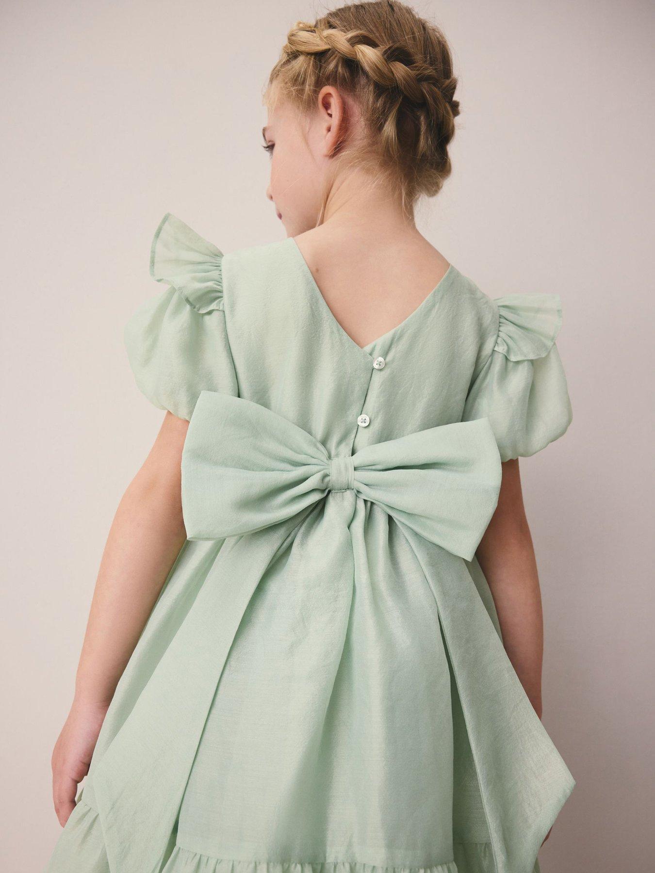 Laura Ashley Younger Girls Frill Shoulder Dress - Light Green | Very