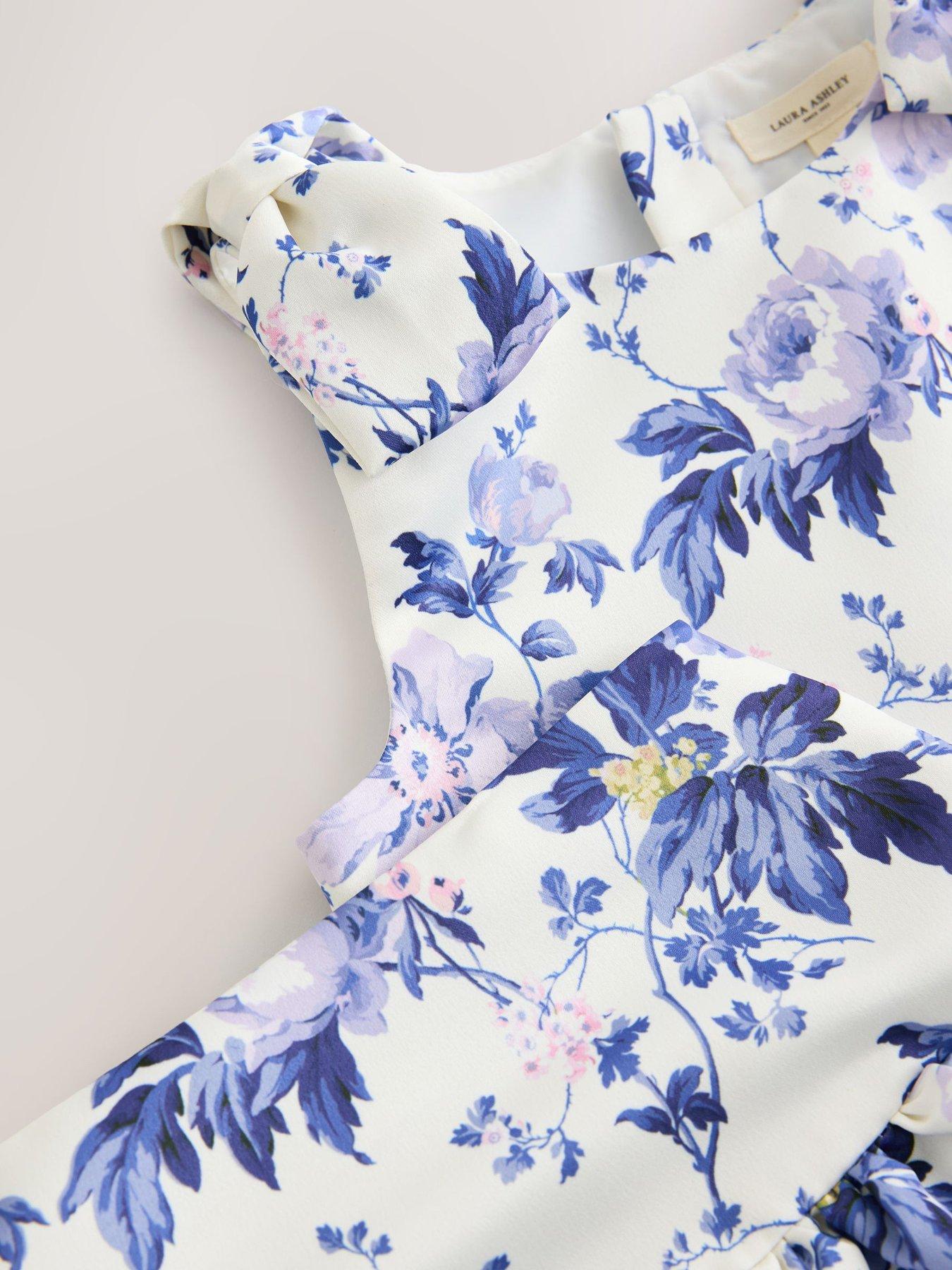 Image 4 of 7 of Laura Ashley Younger Girls Peony Garden Top and Skirt Set - White/Blue