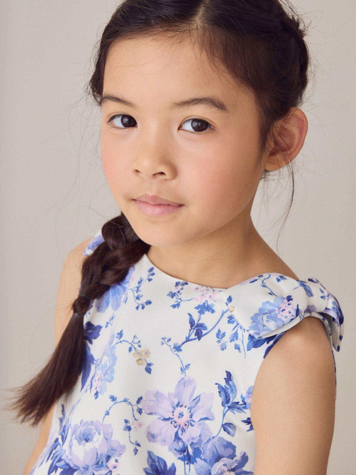 Image 6 of 7 of Laura Ashley Younger Girls Peony Garden Top and Skirt Set - White/Blue