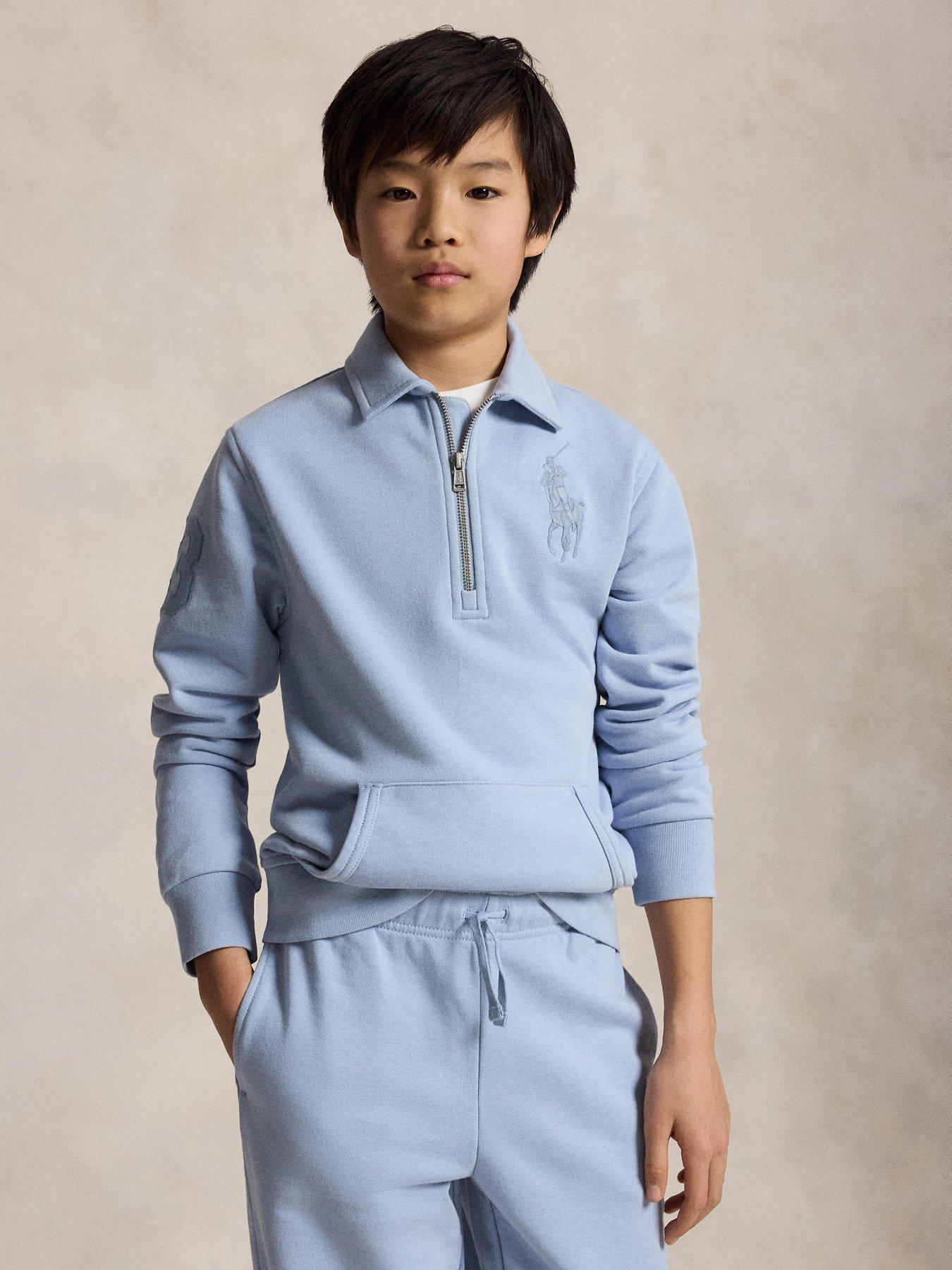 Polo Ralph Lauren Boys Half Zip Sweatshirt - Light Blue
