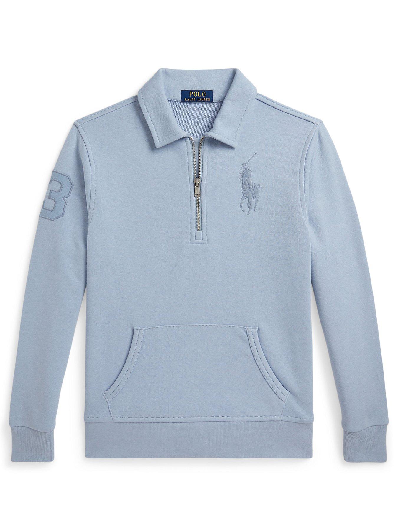 Image 1 of 2 of Polo Ralph Lauren Boys Half Zip Sweatshirt - Light Blue