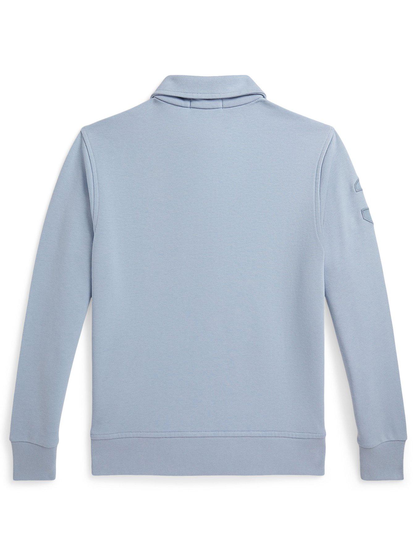 Image 2 of 2 of Polo Ralph Lauren Boys Half Zip Sweatshirt - Light Blue