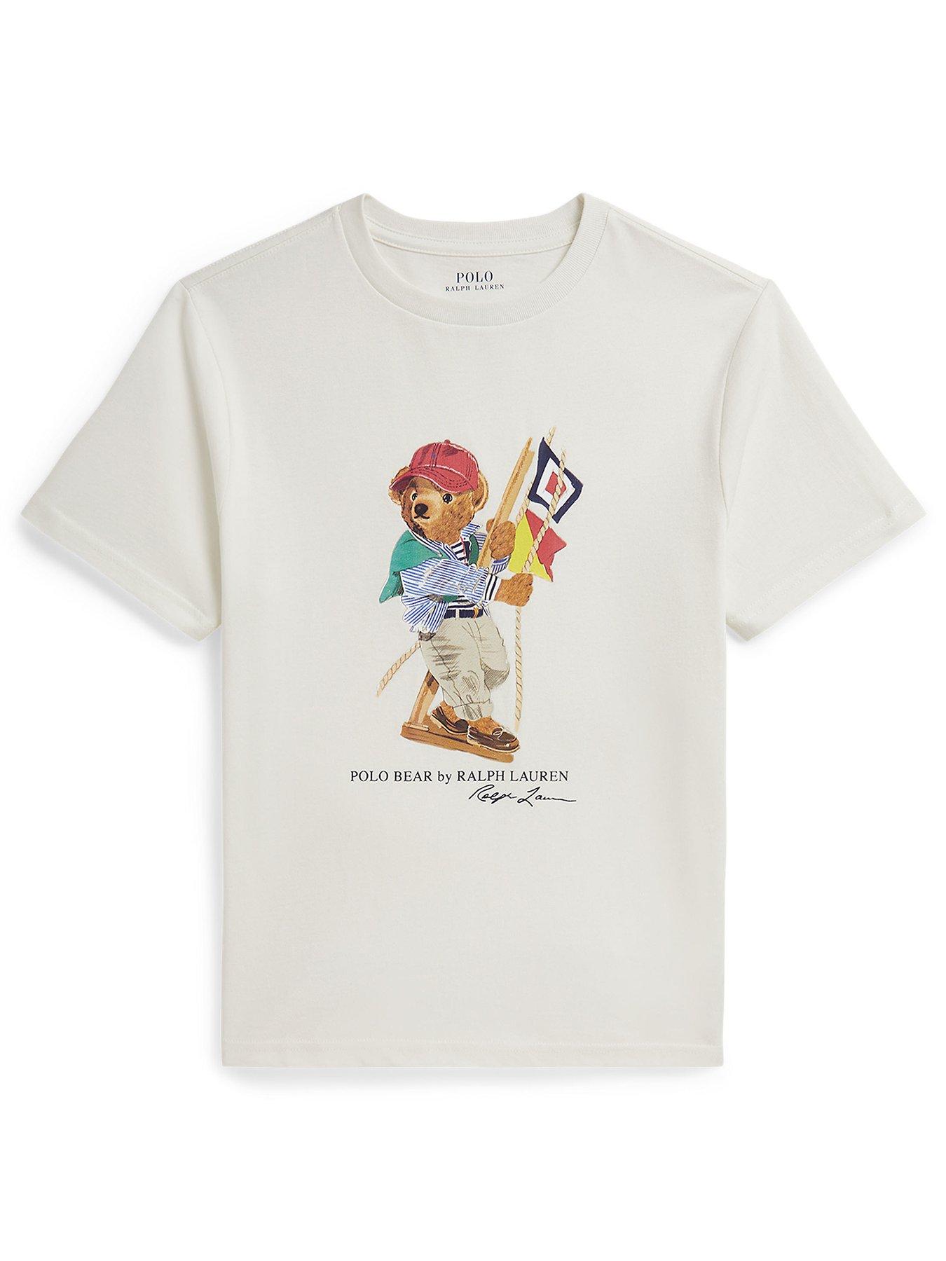 Polo Ralph Lauren Boys Bear Short Sleeve T-Shirt, White, Size 8-10 Years=M