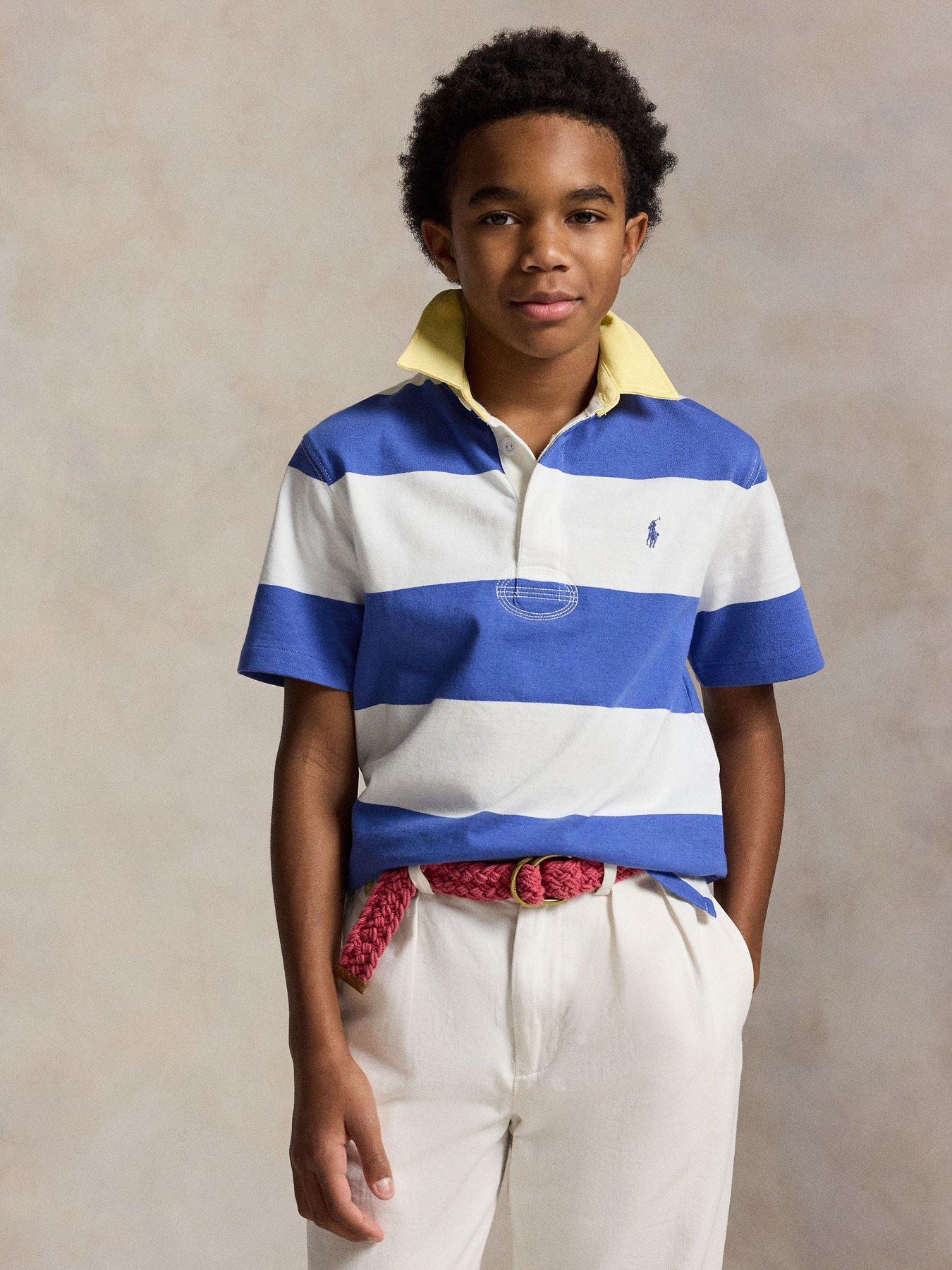 Polo Ralph Lauren Boys Stripe Short Sleeve Shirt, Multi, Size 7 Years=S