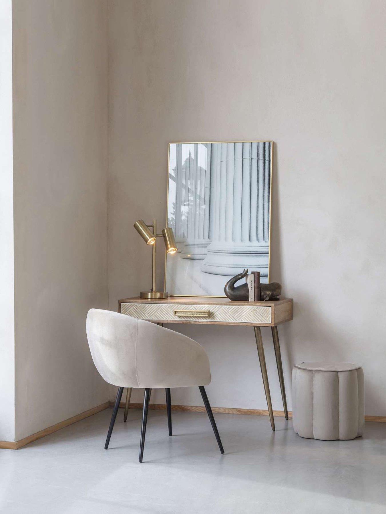 Libra Interiors Scallop Footstool In Smokey Taupe Velvet