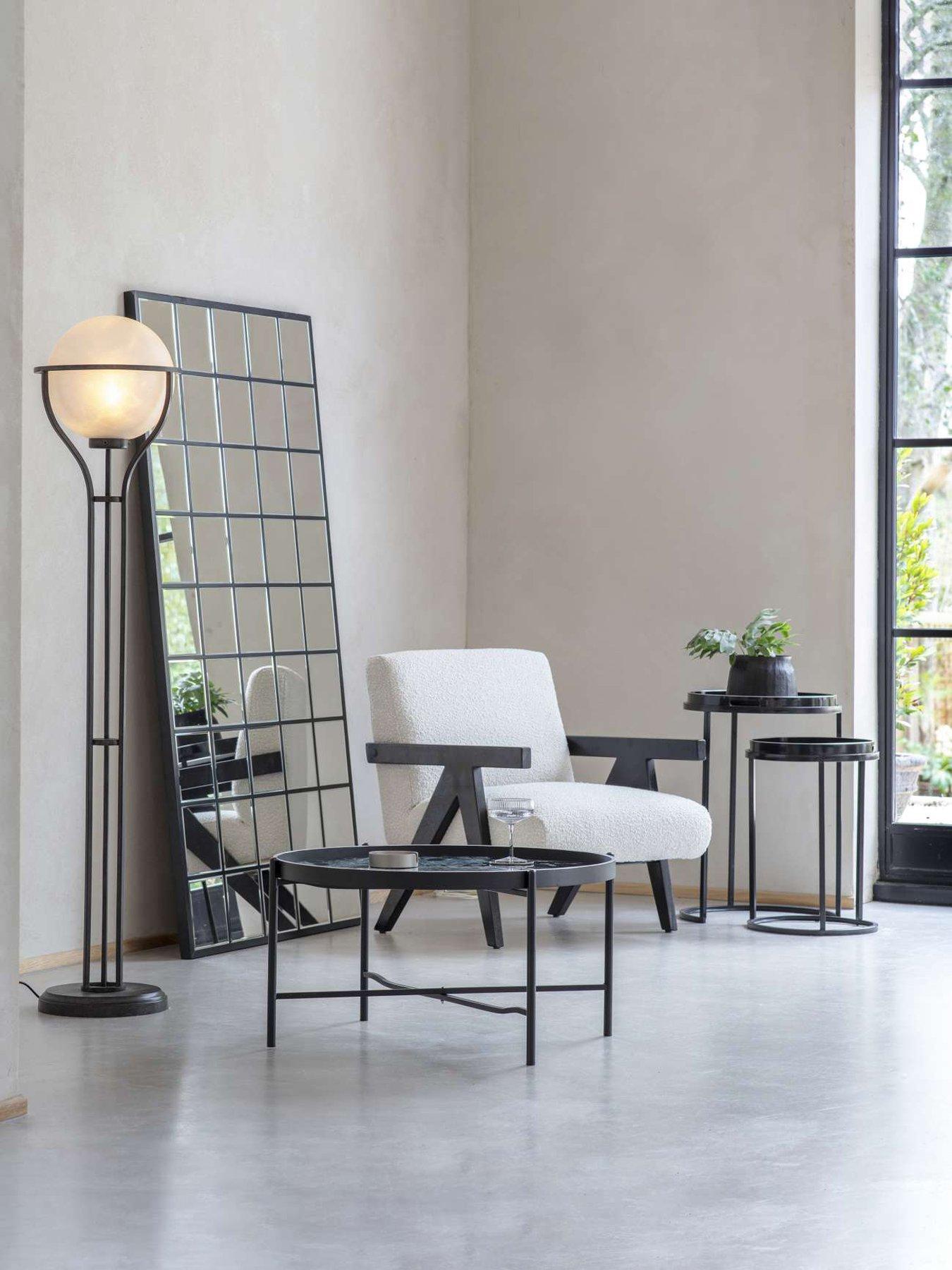 Image 1 of 5 of Libra Interiors Monochrome Swirl Set Of 2 Side Tray Tables