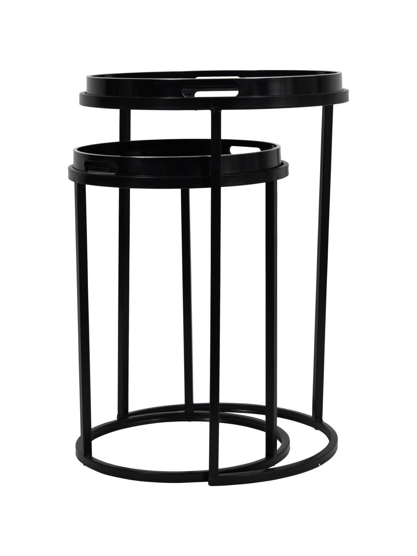 Image 4 of 5 of Libra Interiors Monochrome Swirl Set Of 2 Side Tray Tables