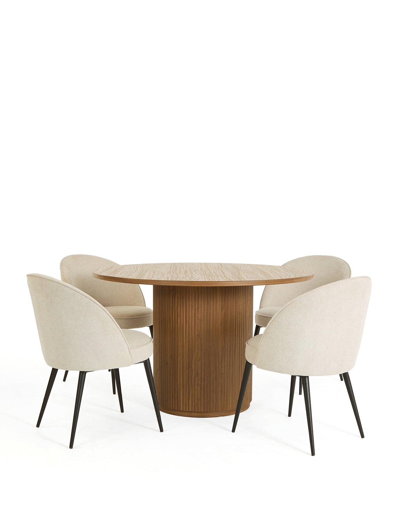 Image 2 of 7 of The Very Collection Carina Mid Oak 120cm Round Dining Table &amp; 4 Carina Natural Chairs - FSC&reg; Certified