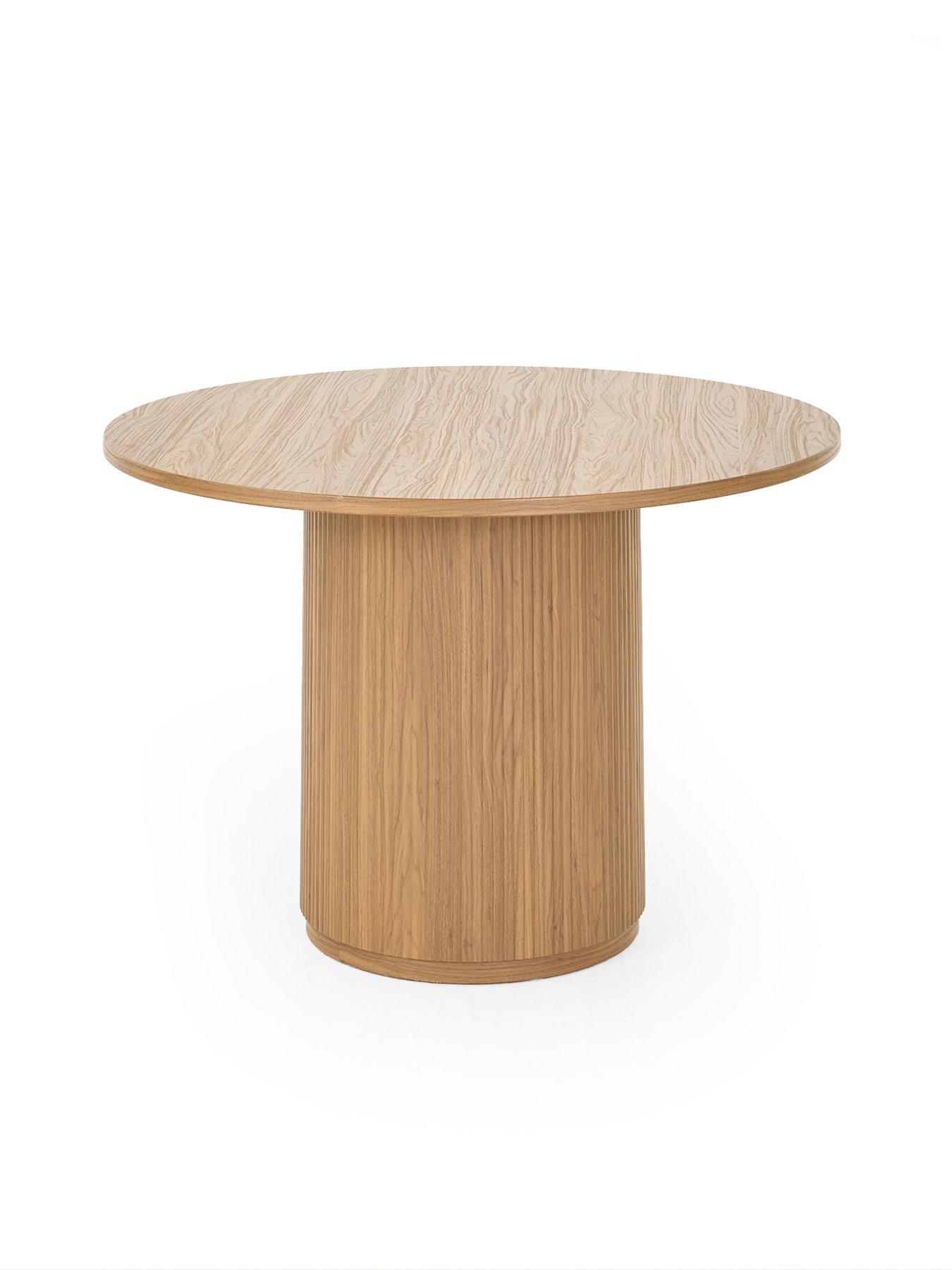 Image 4 of 7 of The Very Collection Carina Mid Oak 120cm Round Dining Table &amp; 4 Nell Taupe Chairs - FSC&reg; Certified