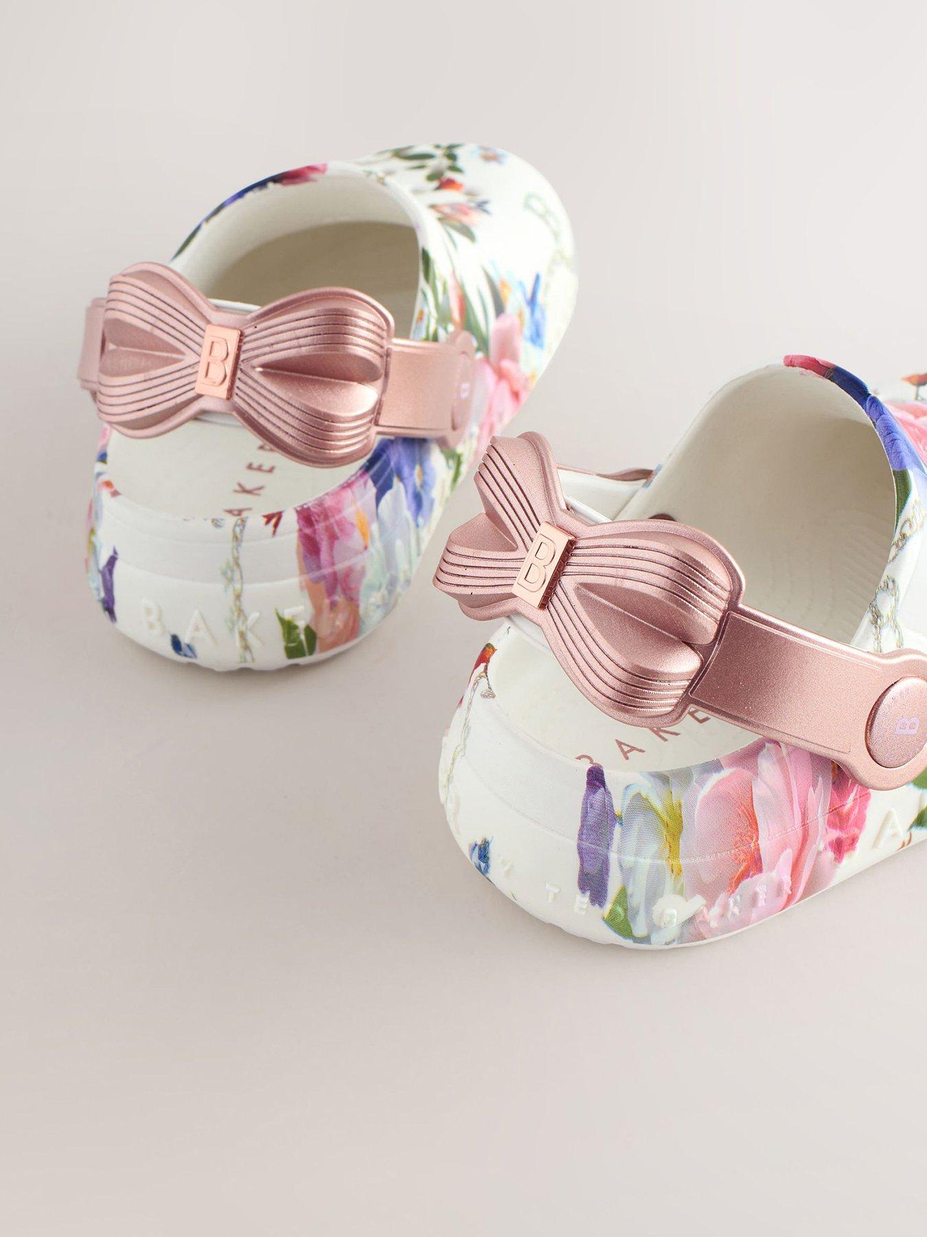 Image 3 of 6 of Ted Baker Younger Girls Floral Bow Light Up&nbsp;Clog Shoes - White