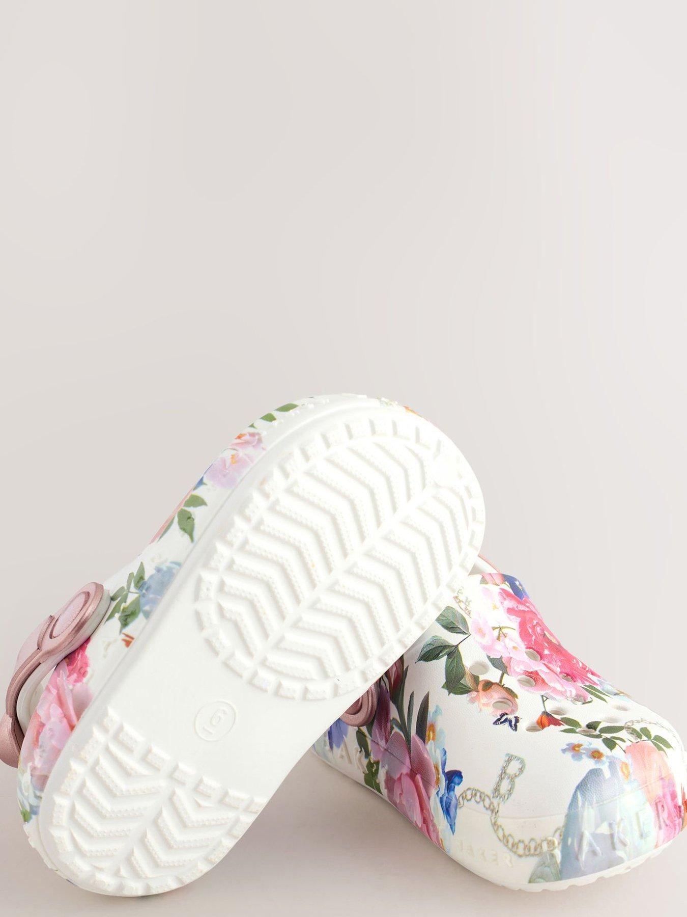 Image 5 of 6 of Ted Baker Younger Girls Floral Bow Light Up&nbsp;Clog Shoes - White