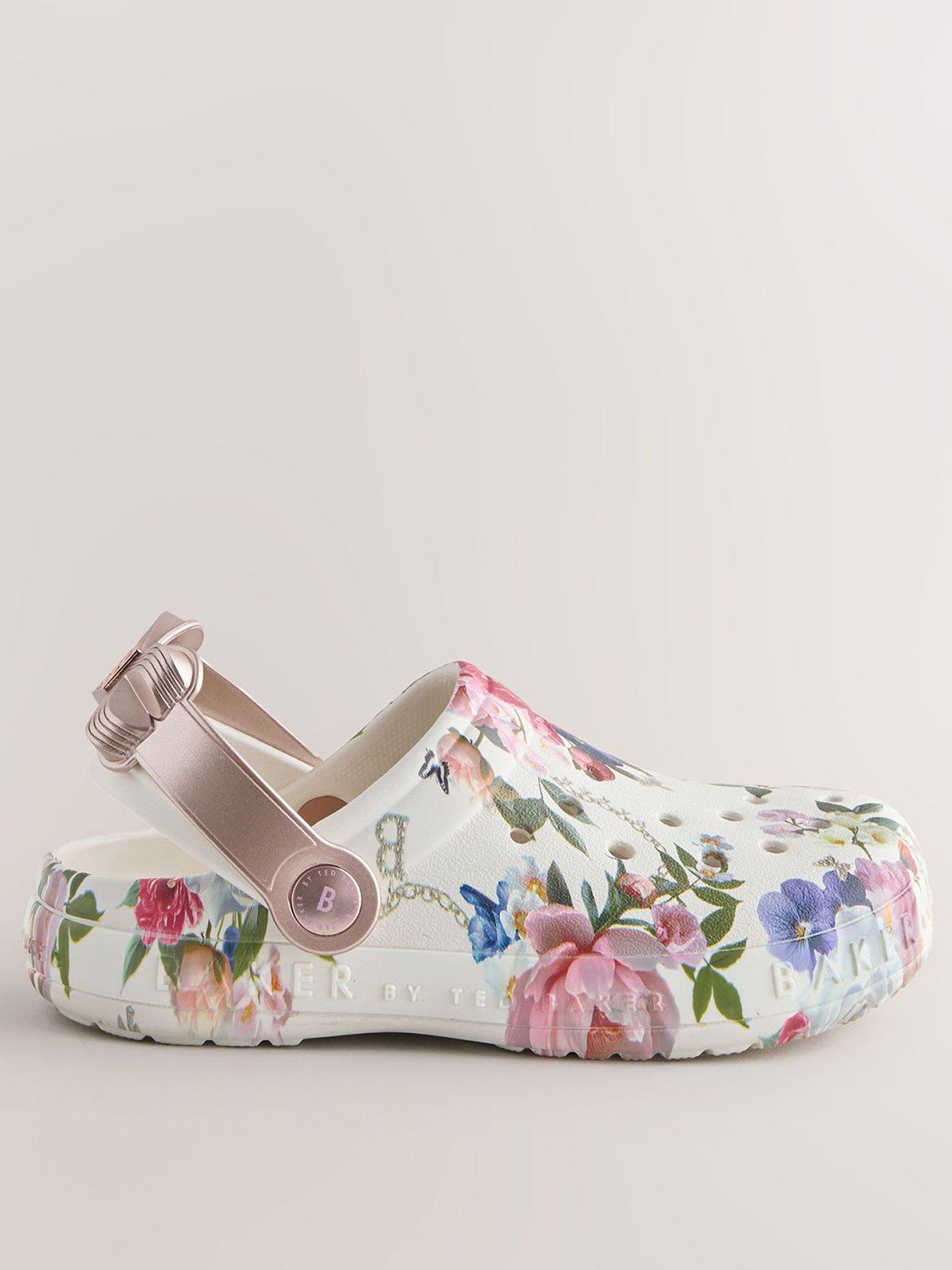 Ted Baker Girls Floral Bow Clogs - White