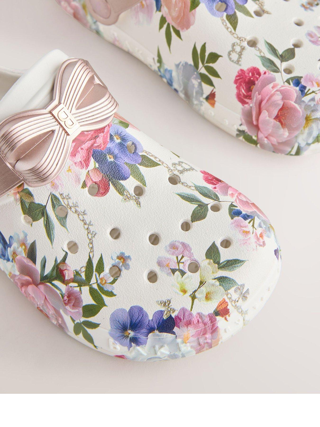 Image 2 of 6 of Ted Baker Girls Floral Bow Clogs - White