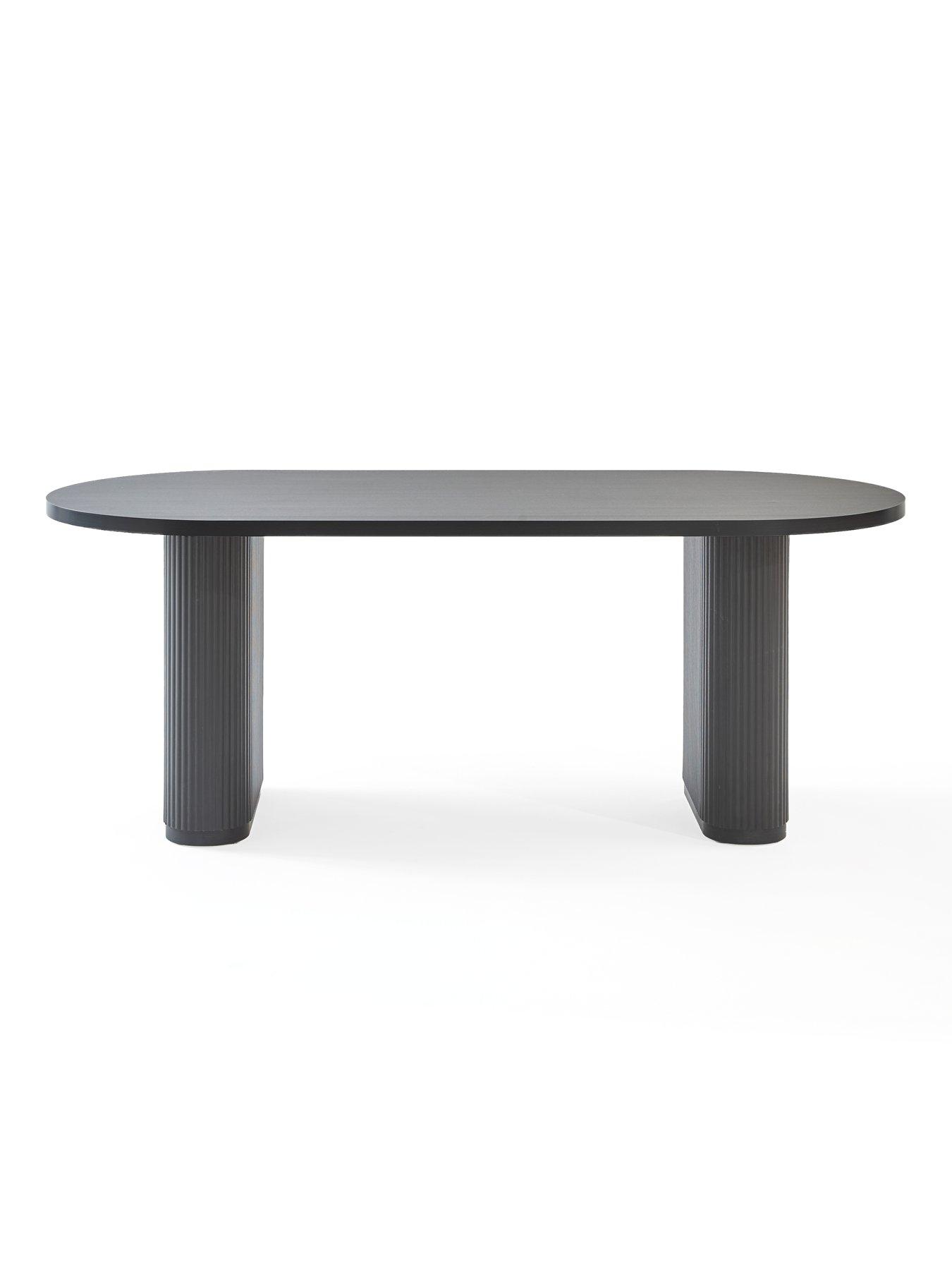Image 3 of 7 of The Very Collection Carina Black 200cm Oval Dining Table And 4 Mia Pleated Back Chairs