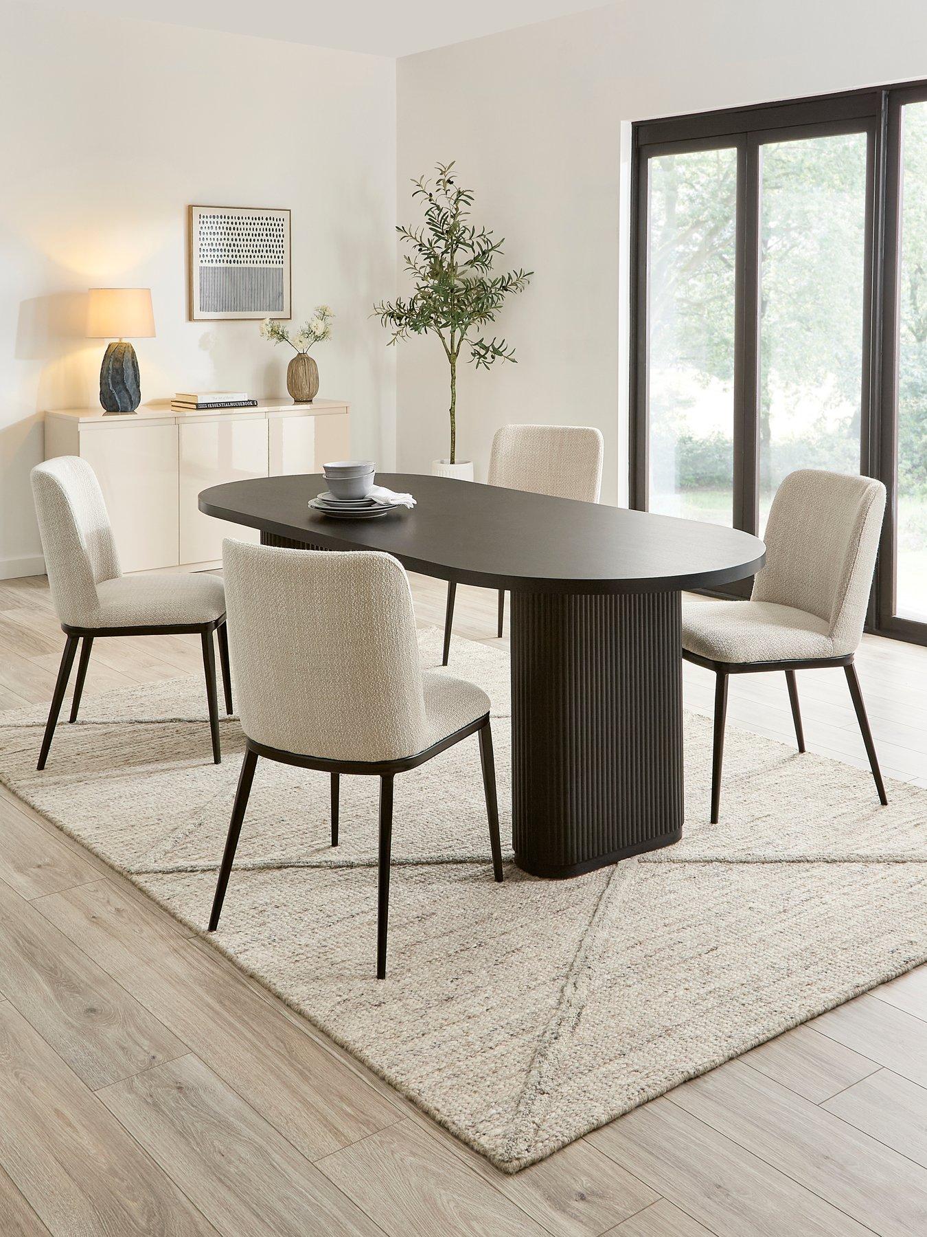 Image 1 of 7 of The Very Collection Carina Black 200cm Oval Dining Table &amp; 4 Willow Standard Chairs - FSC&reg; Certified