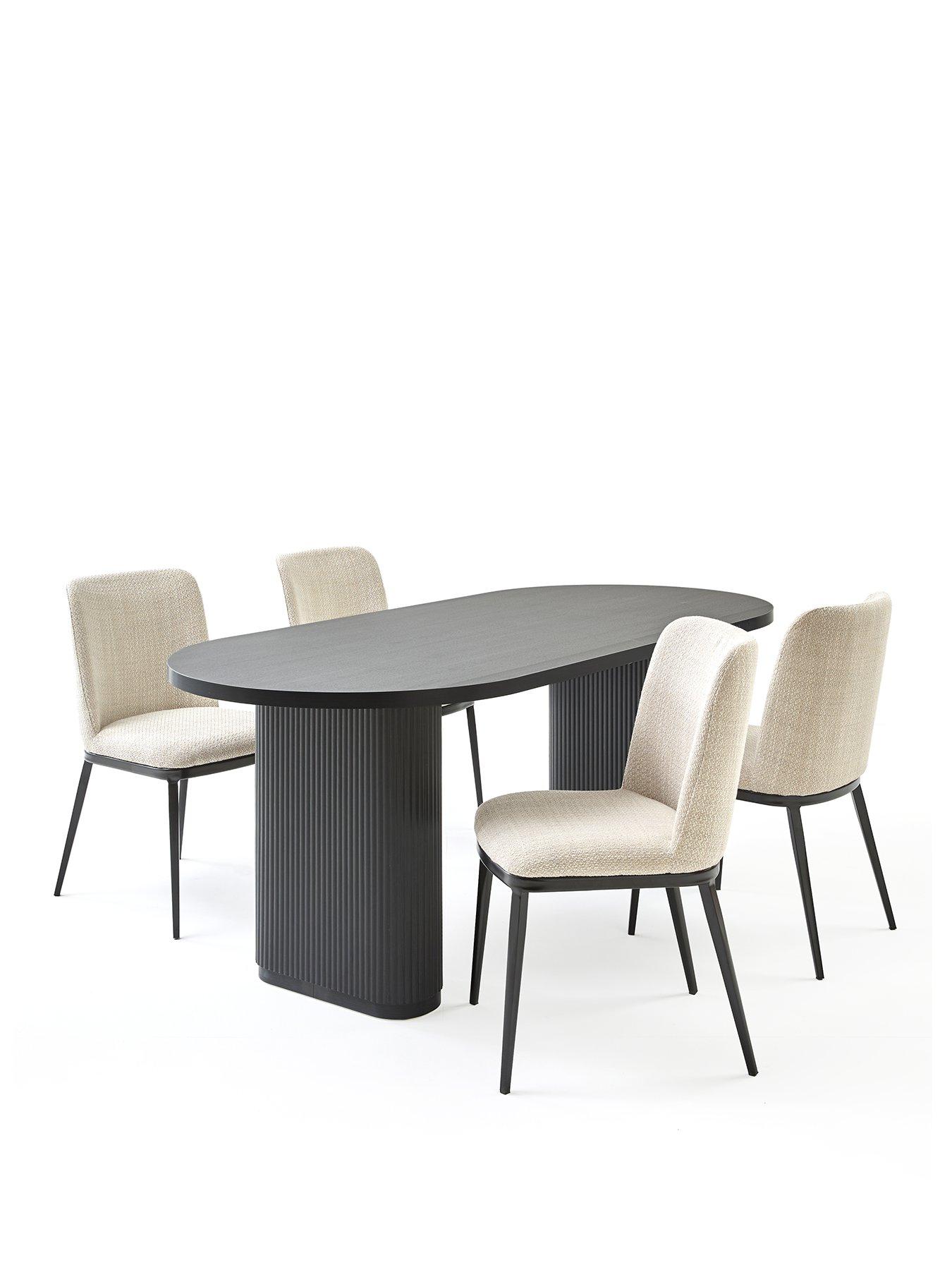 Image 2 of 7 of The Very Collection Carina Black 200cm Oval Dining Table &amp; 4 Willow Standard Chairs - FSC&reg; Certified