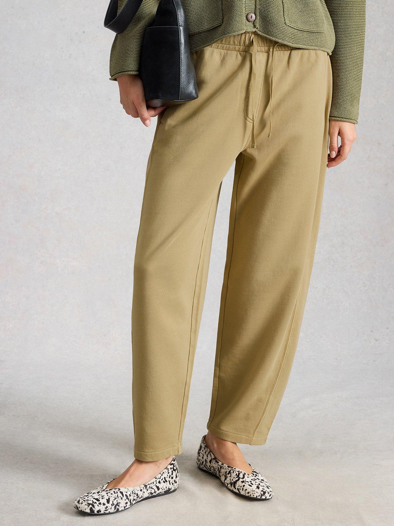 White Stuff Relaxed Fit Daydreamer Barrel Leg Jogger - Khaki Green