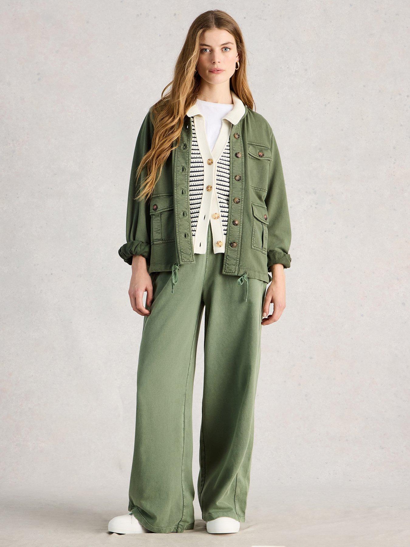 Image 1 of 6 of White Stuff Demi Utility Jersey Jacket - Green