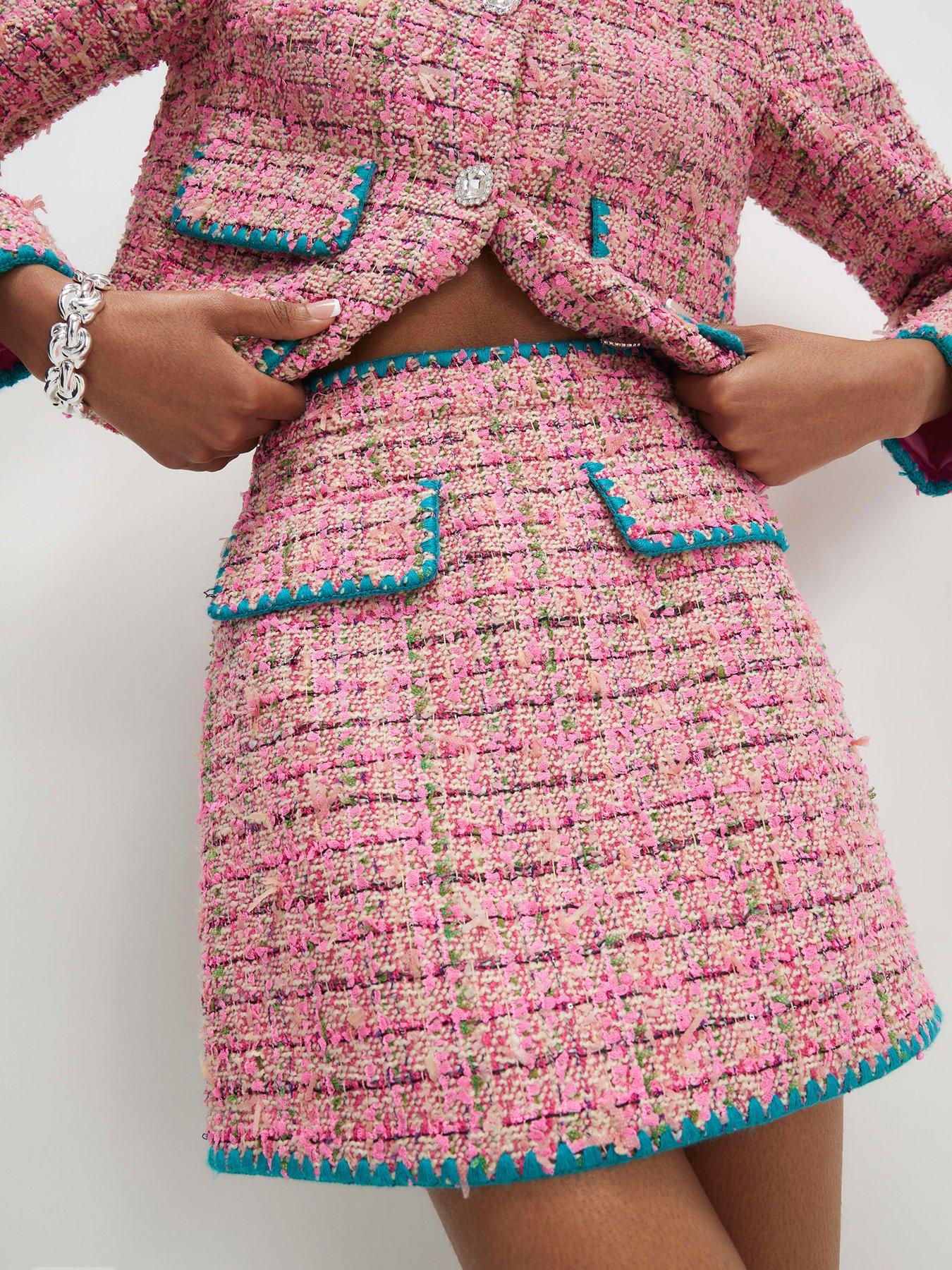 River Island Whipstitch Boucle Mini Skirt