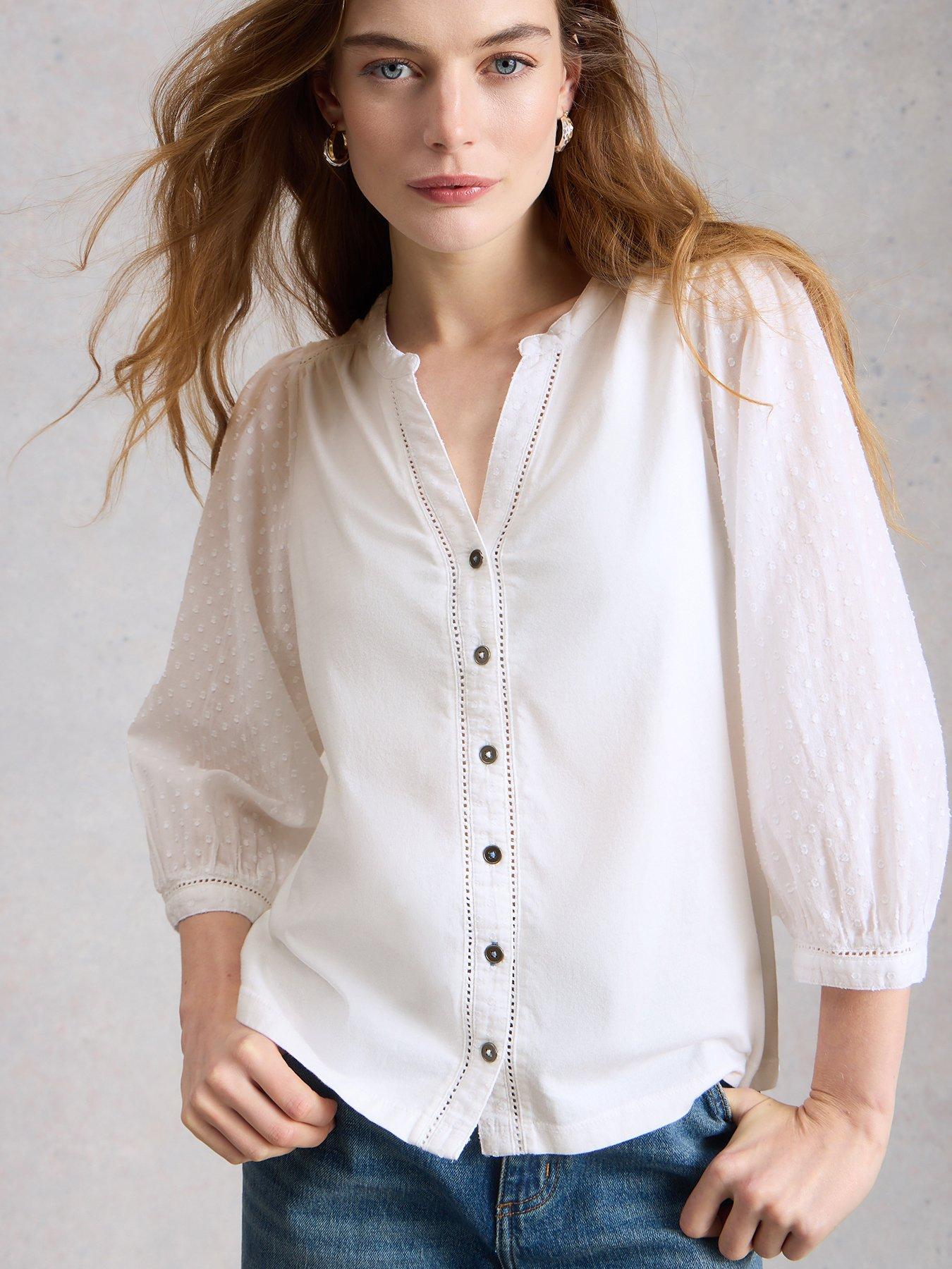 White Stuff Daisy Dobby Mix Top - White