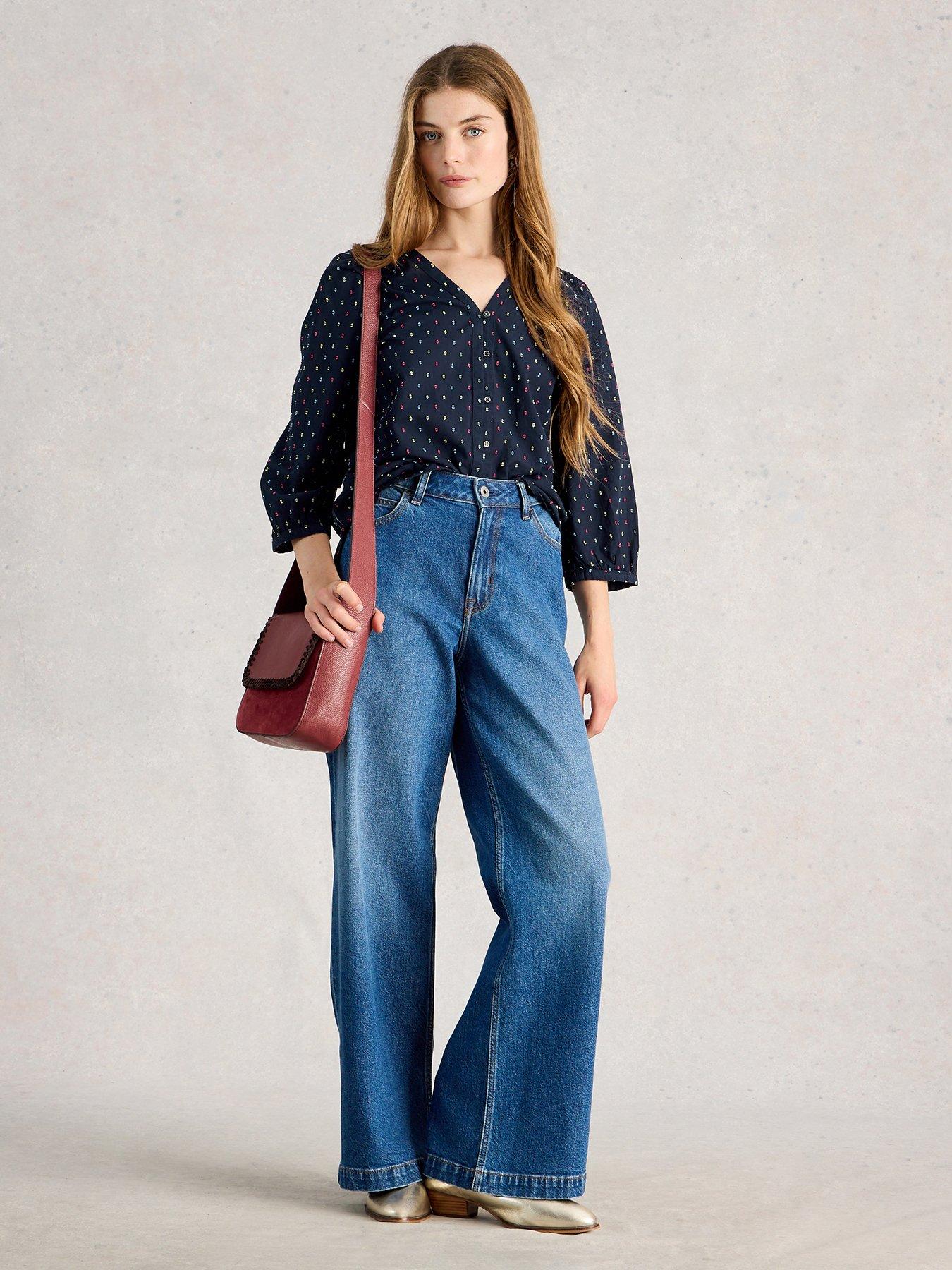 White Stuff Ruby Cotton Top - Navy