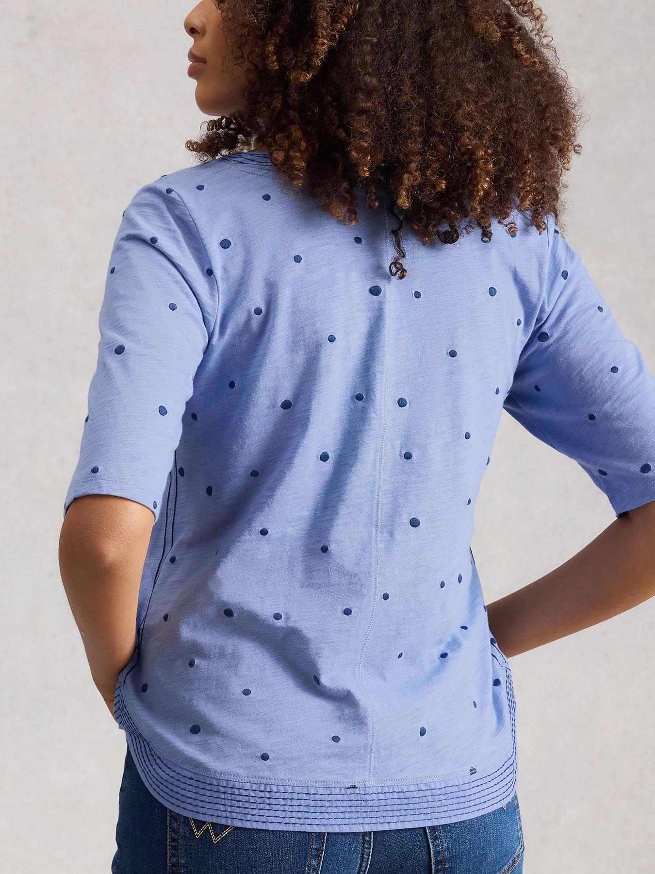 Image 2 of 6 of White Stuff Weaver Notch Embroidered T-Shirt - Blue