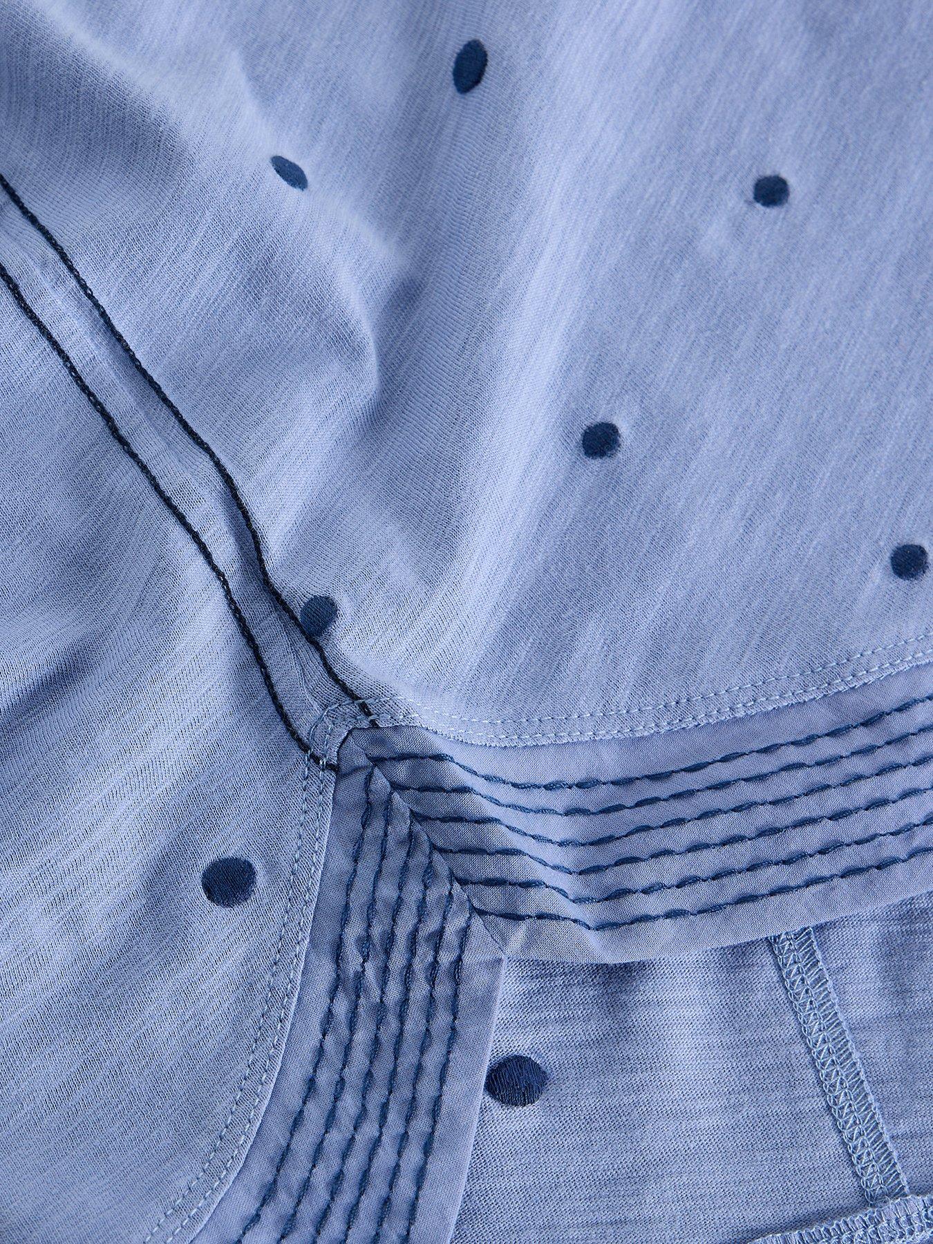 Image 6 of 6 of White Stuff Weaver Notch Embroidered T-Shirt - Blue
