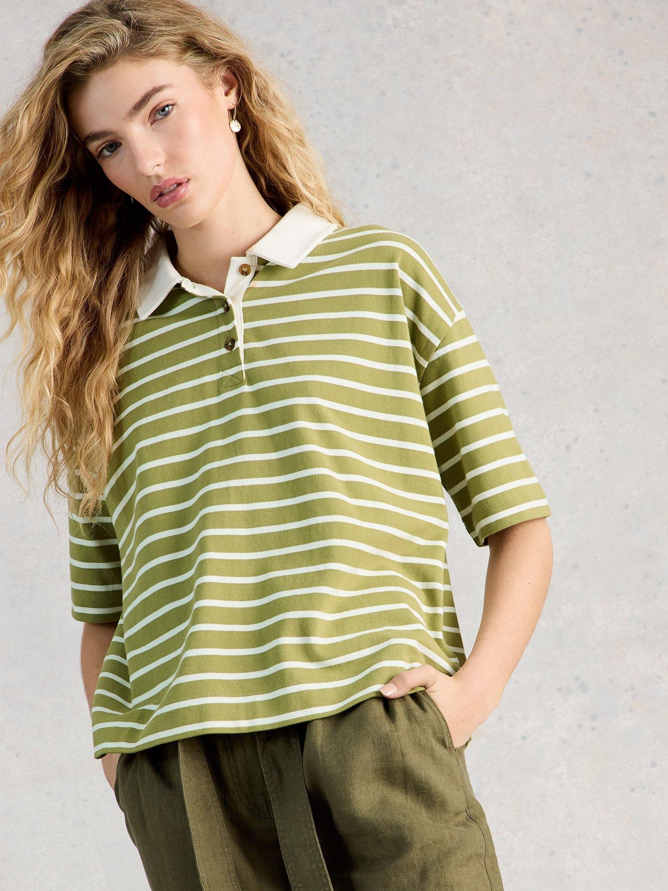 Image 1 of 6 of White Stuff Ruby Rugby Top - Green