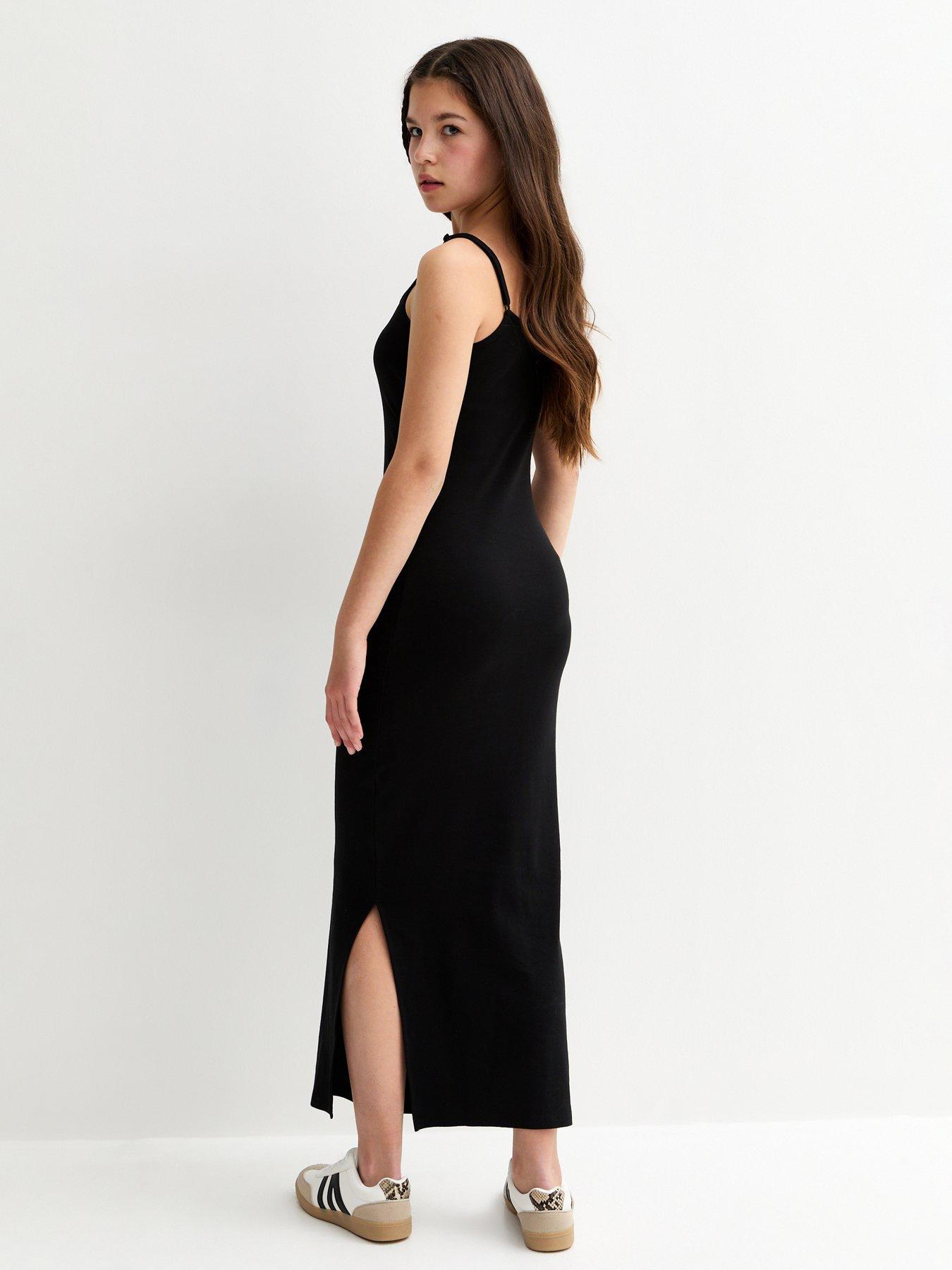 Image 2 of 4 of New Look 915 Girls Ruched Jersey Maxi Dress - Black