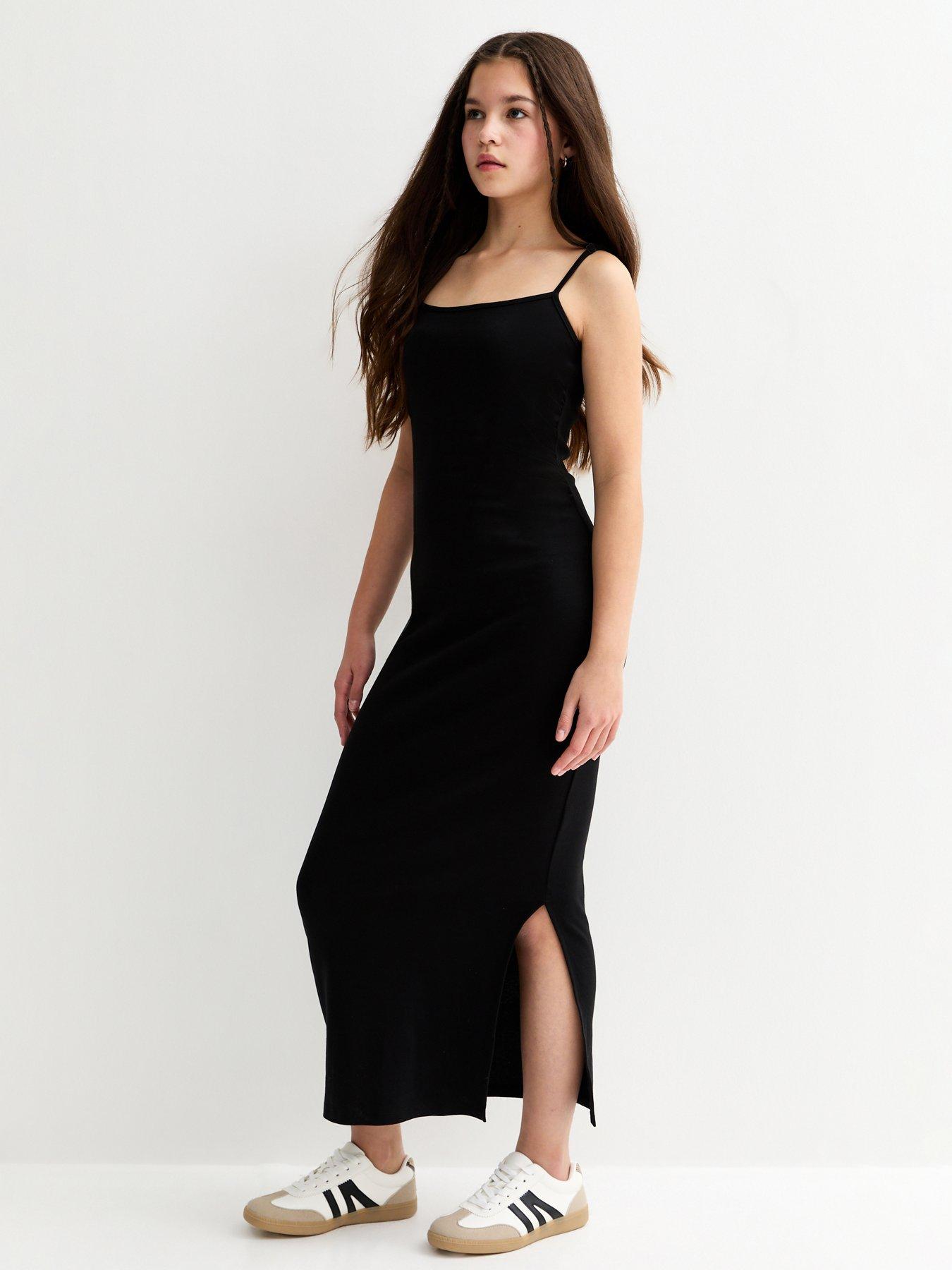 Image 3 of 4 of New Look 915 Girls Ruched Jersey Maxi Dress - Black