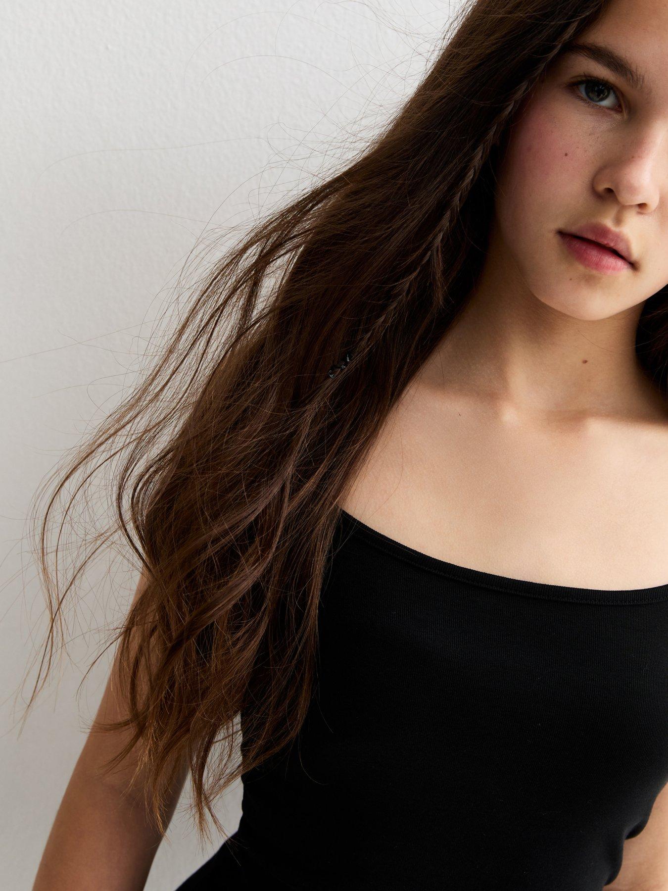 Image 4 of 4 of New Look 915 Girls Ruched Jersey Maxi Dress - Black