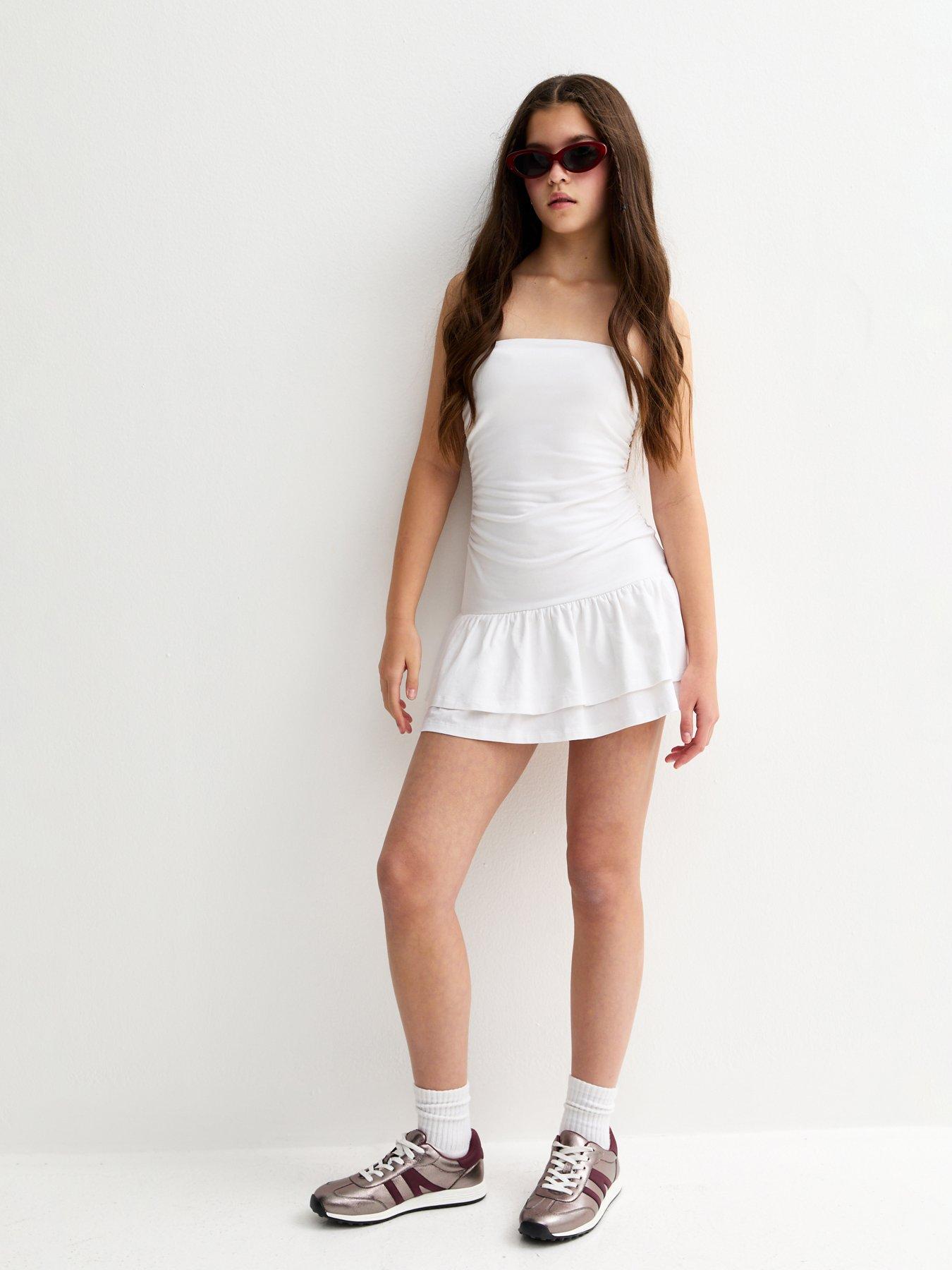 white rara dress Buy River Island Bardot 100% Cotton from Next USA it creates a striking illusion effect thats both daring and sophisticated Lady Rustan Rara Dress White