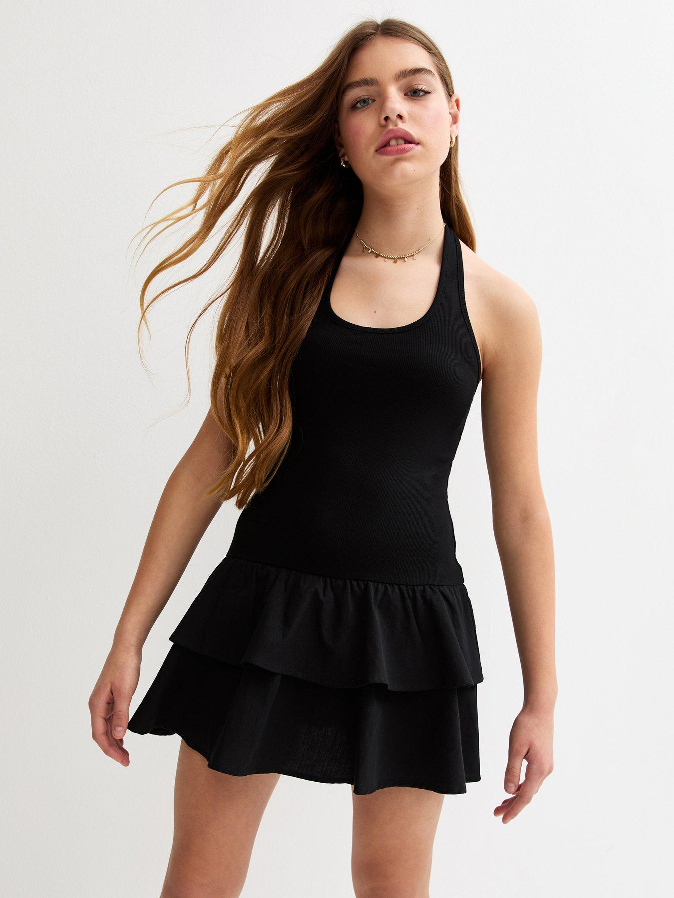 New Look 915 Girls Halter Neck Rara Dress - Black