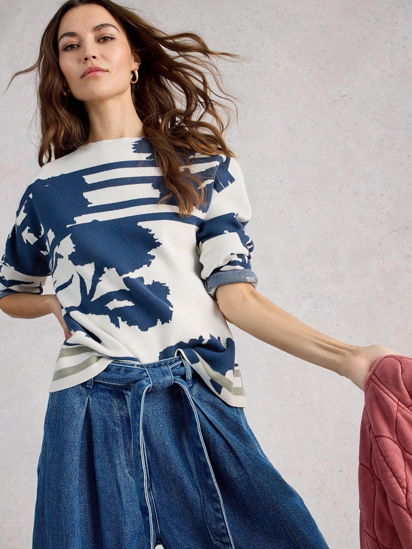 Image 1 of 6 of White Stuff Fabia Floral Jumper - White
