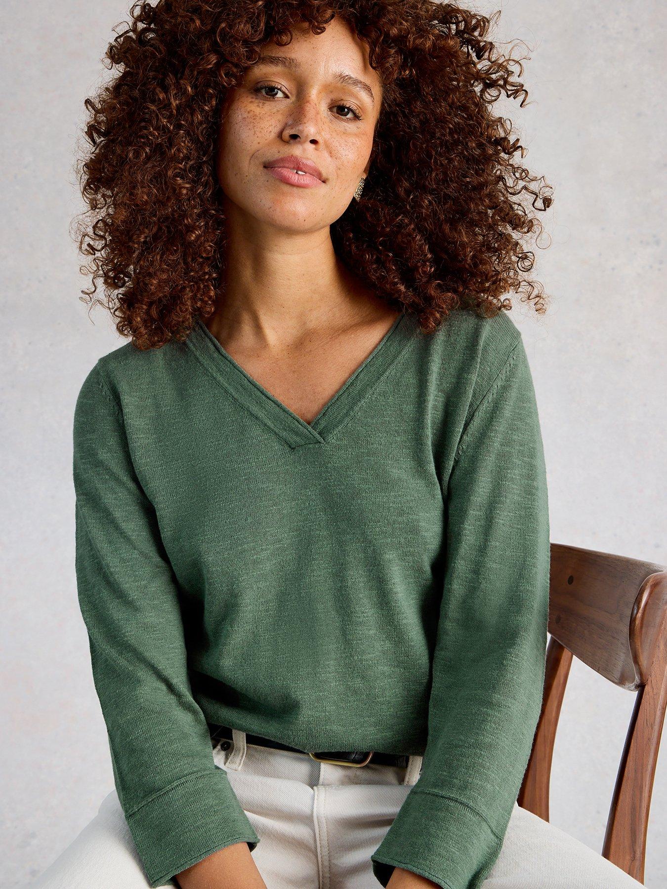 White Stuff Elody Linen Blend Jumper - Green