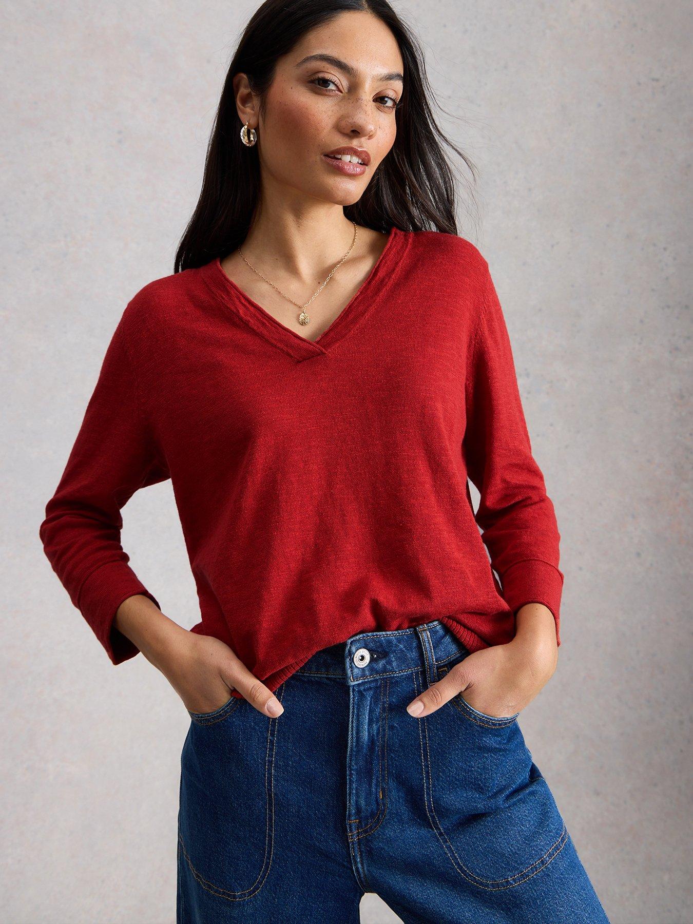 White Stuff Elody Linen Blend Jumper - Red