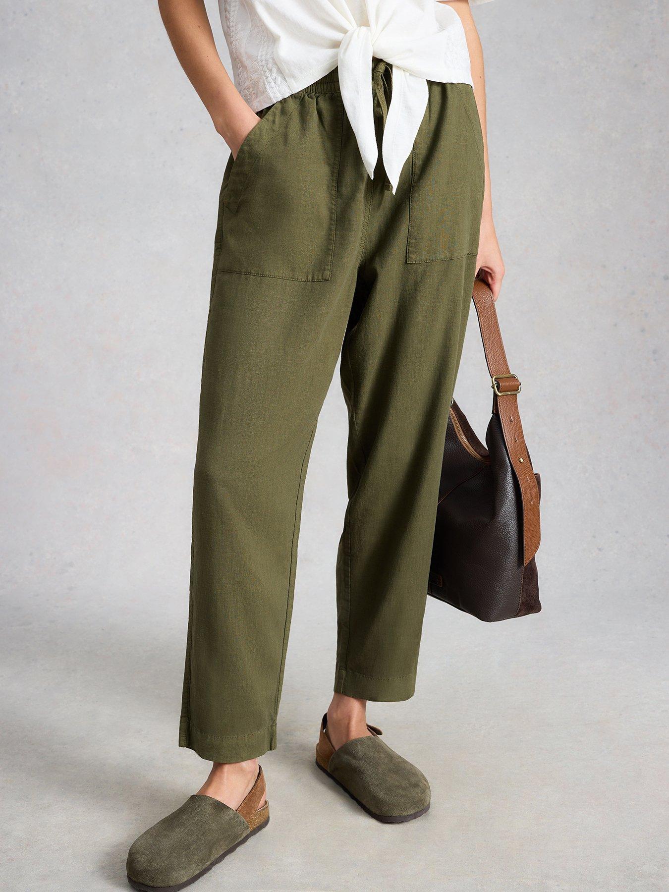 White Stuff Elle Linen Blend Trouser - Green
