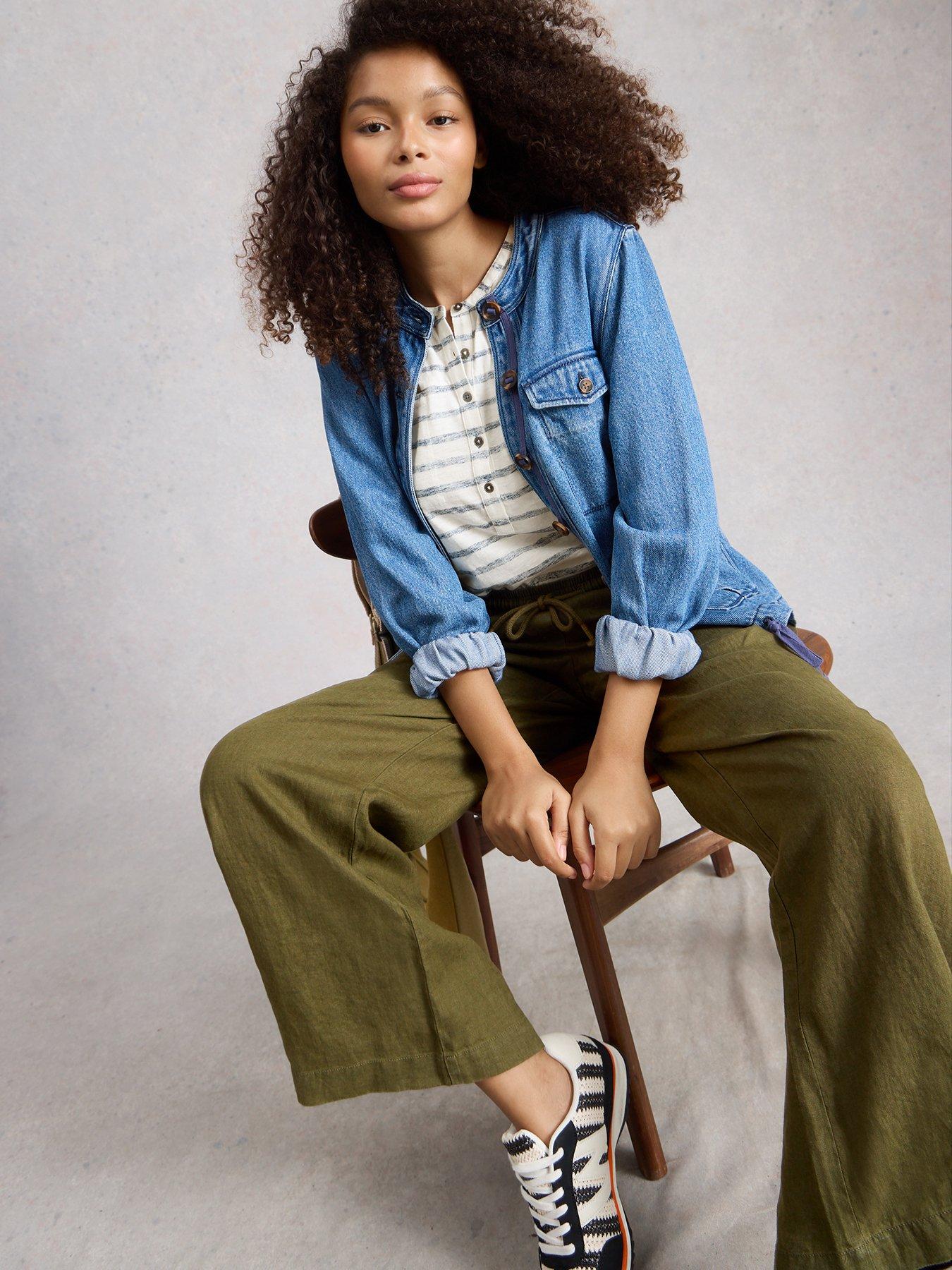 Image 4 of 6 of White Stuff Ally Linen Wide Leg Trousers - Khaki