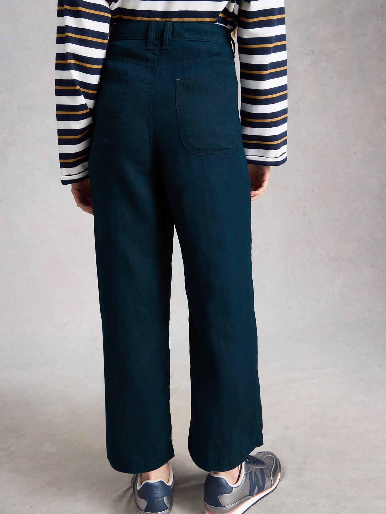 Image 2 of 6 of White Stuff Tia Linen Wide Leg Crop - Navy