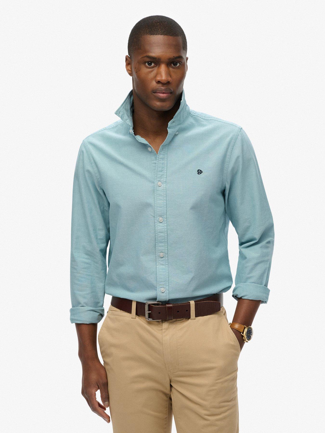 Superdry Classic Oxford Long Sleeve Shirt, Green, Size S, Men