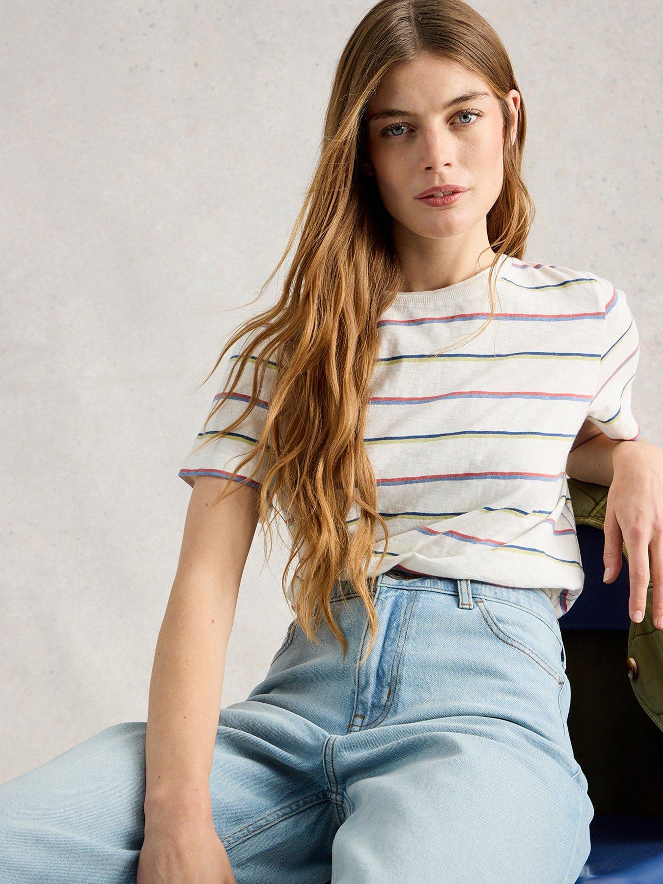 White Stuff Clara Stripe Short Sleeve T-Shirt - White