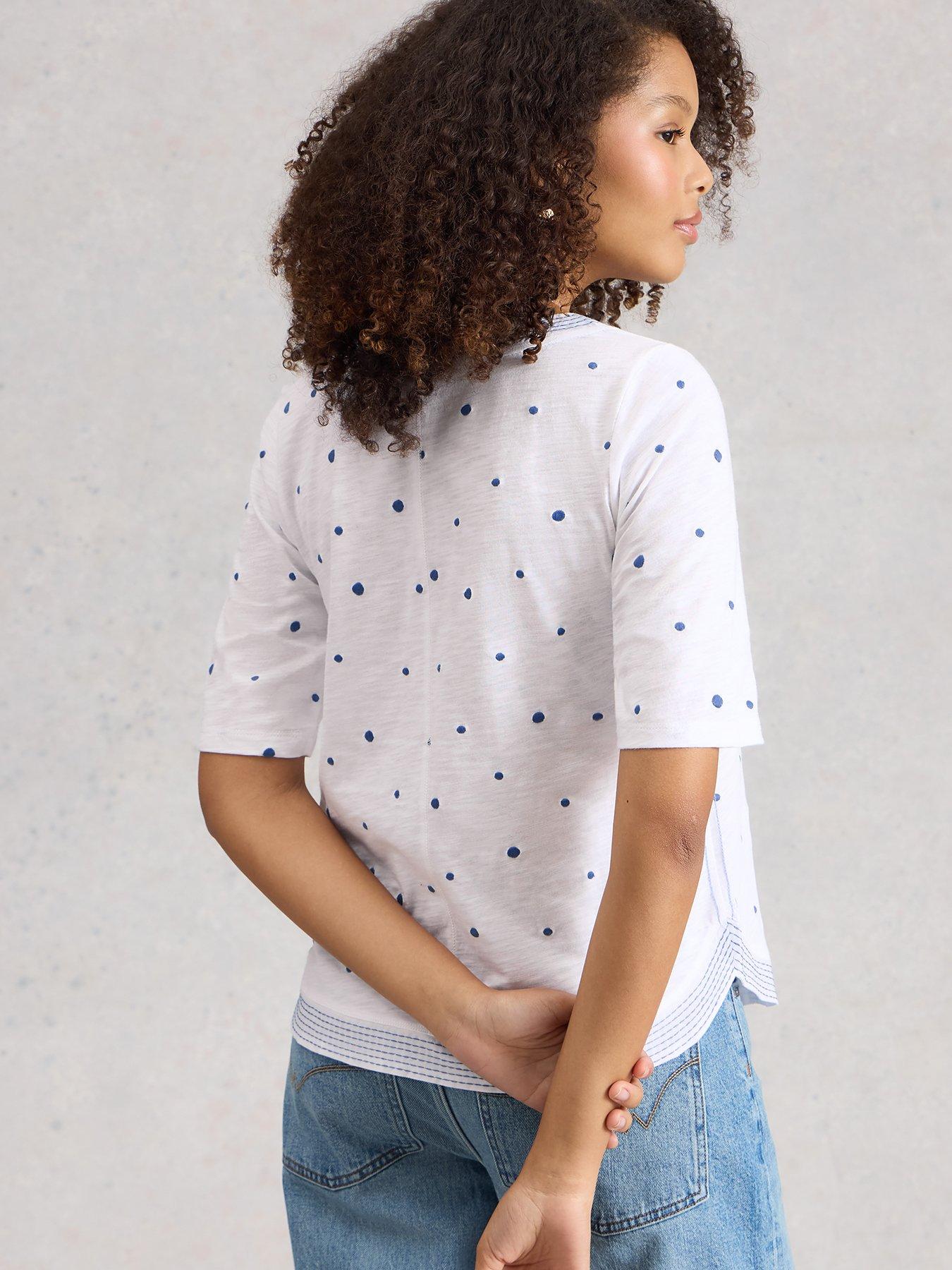 Image 2 of 6 of White Stuff Weaver Notch Embroidered T-Shirt - White