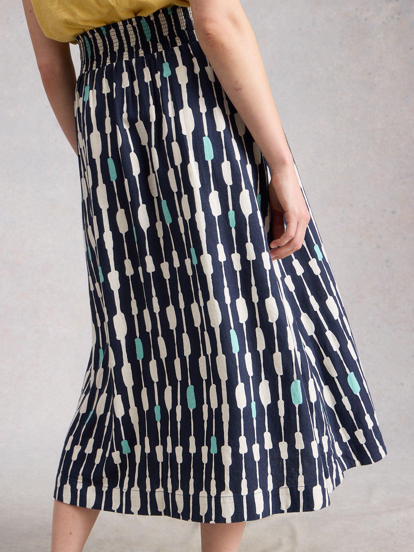 Image 2 of 6 of White Stuff Shelly Linen Blend Midi Skirt - Navy