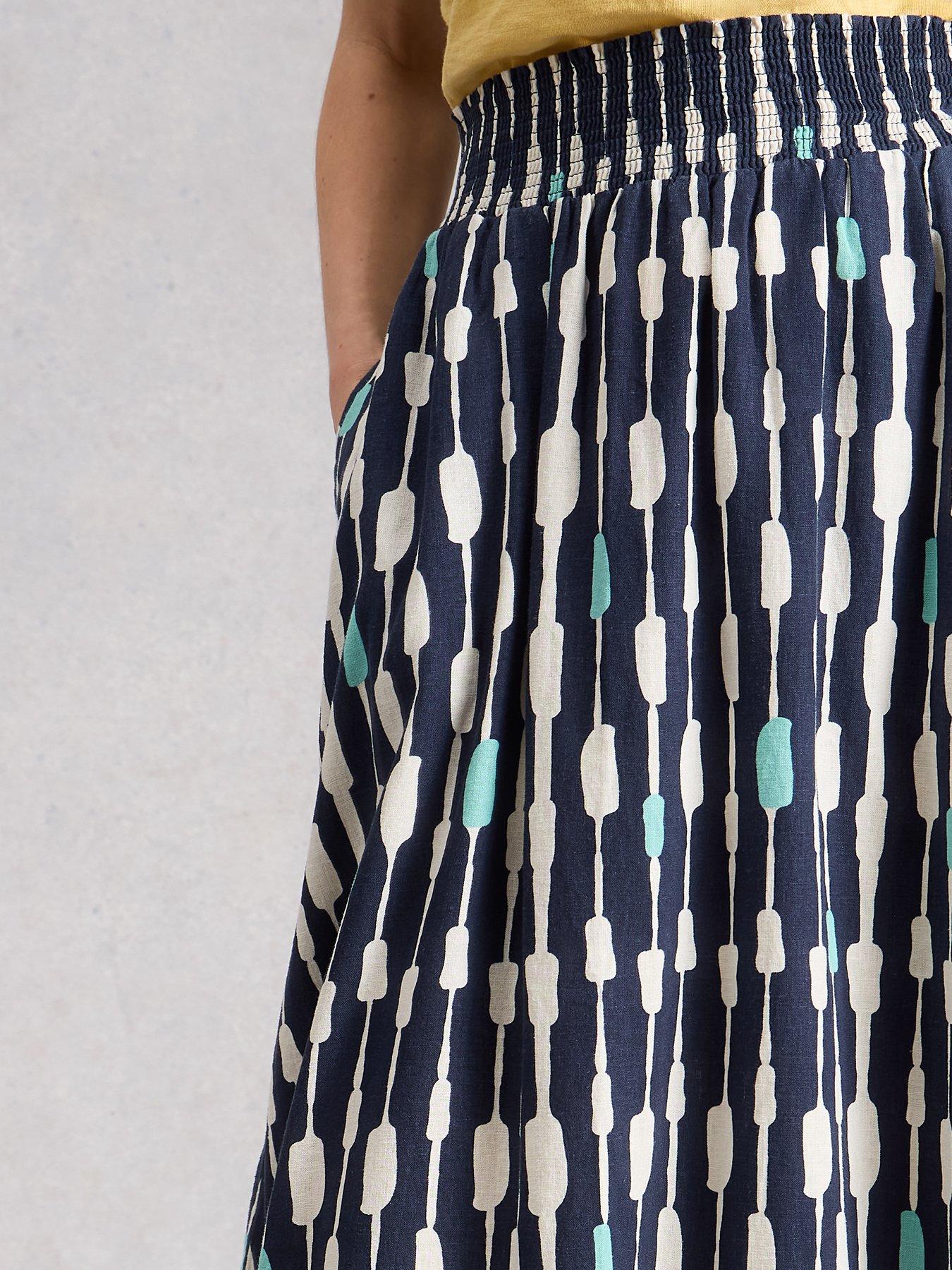 Image 4 of 6 of White Stuff Shelly Linen Blend Midi Skirt - Navy