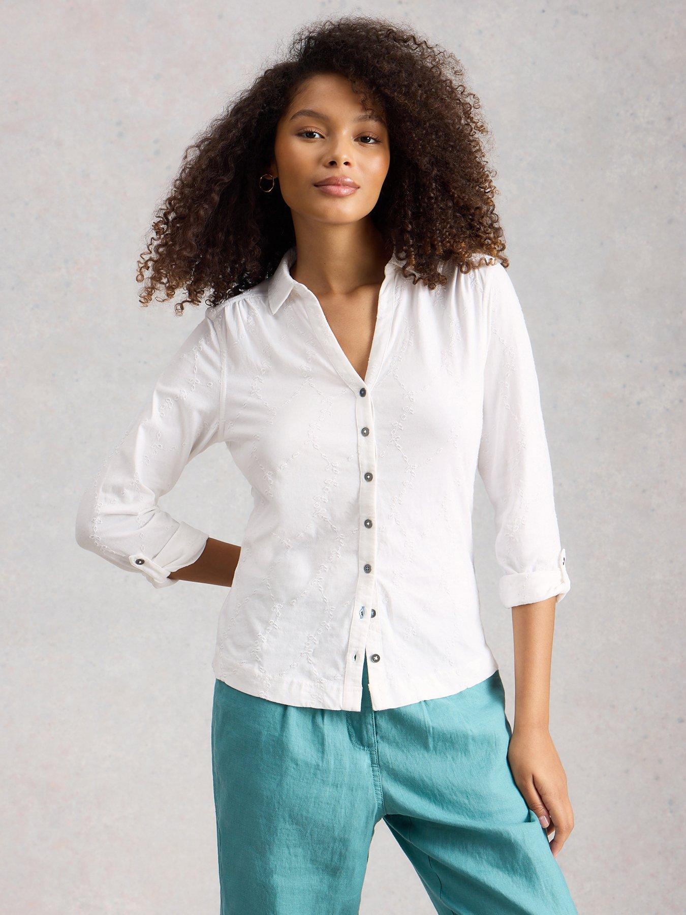 Image 1 of 6 of White Stuff Annie Broderie Jersey Shirt