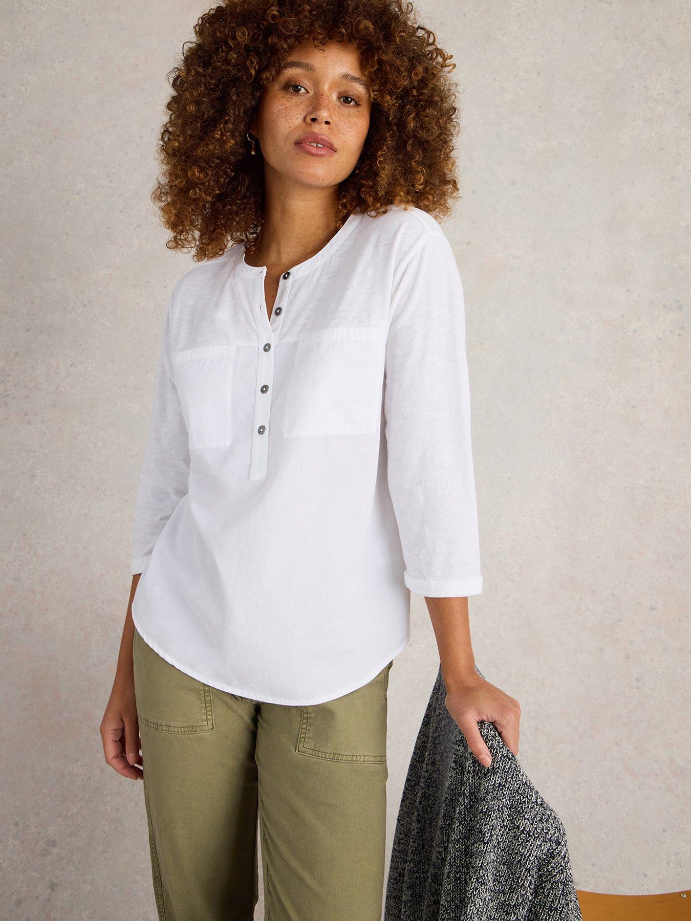 Image 1 of 6 of White Stuff Beth 3/4 Sleeve Shirt - White